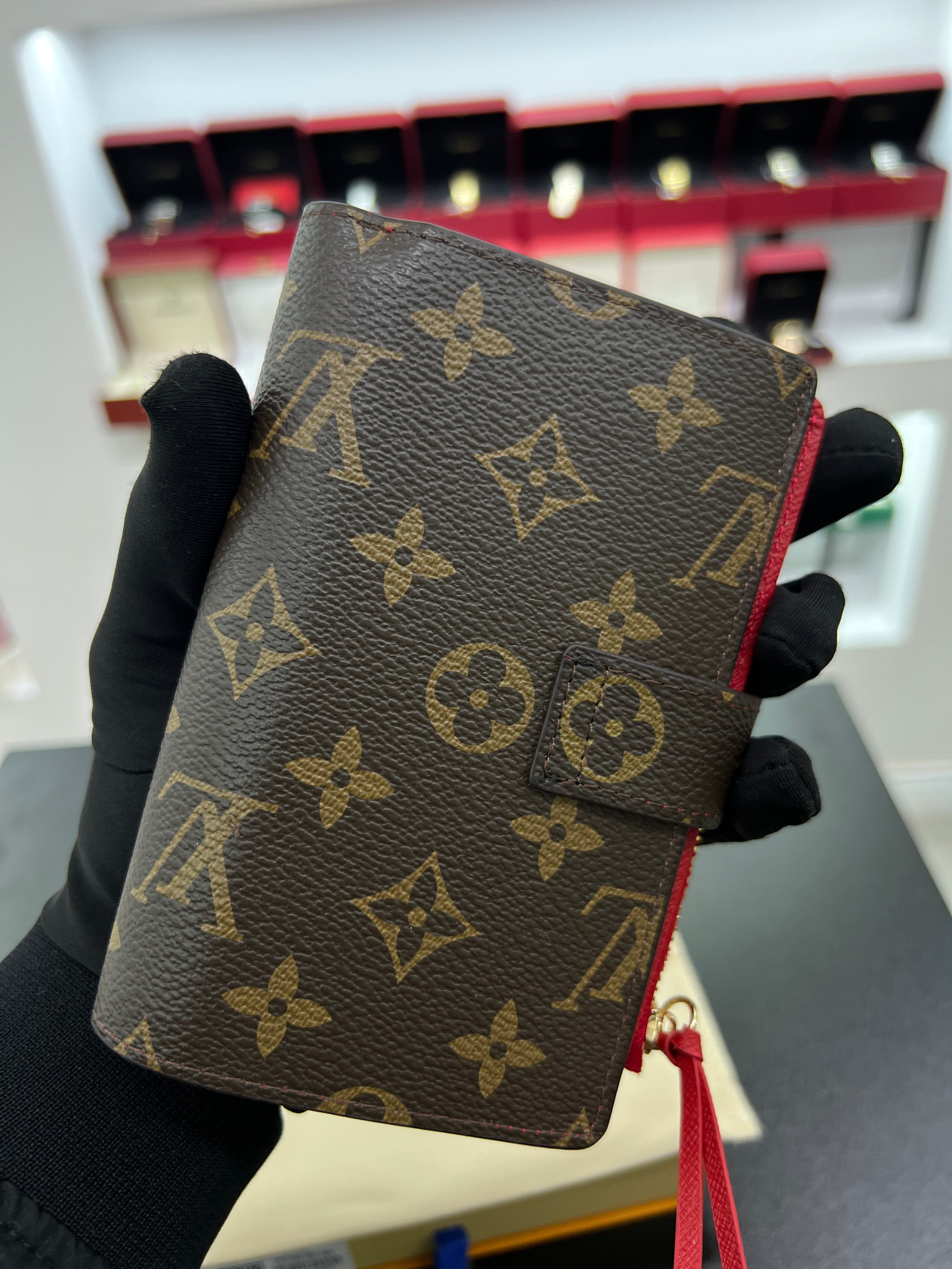 Victorine Wallet – Monogram Canvas with Red Interior