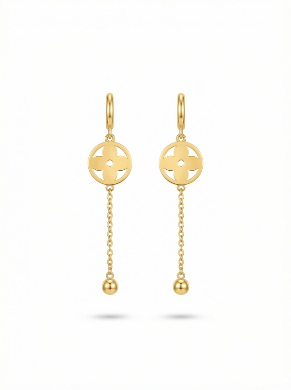 أقراط الوردة الدائرية المتدلية | Rose Circle Drop Earrings