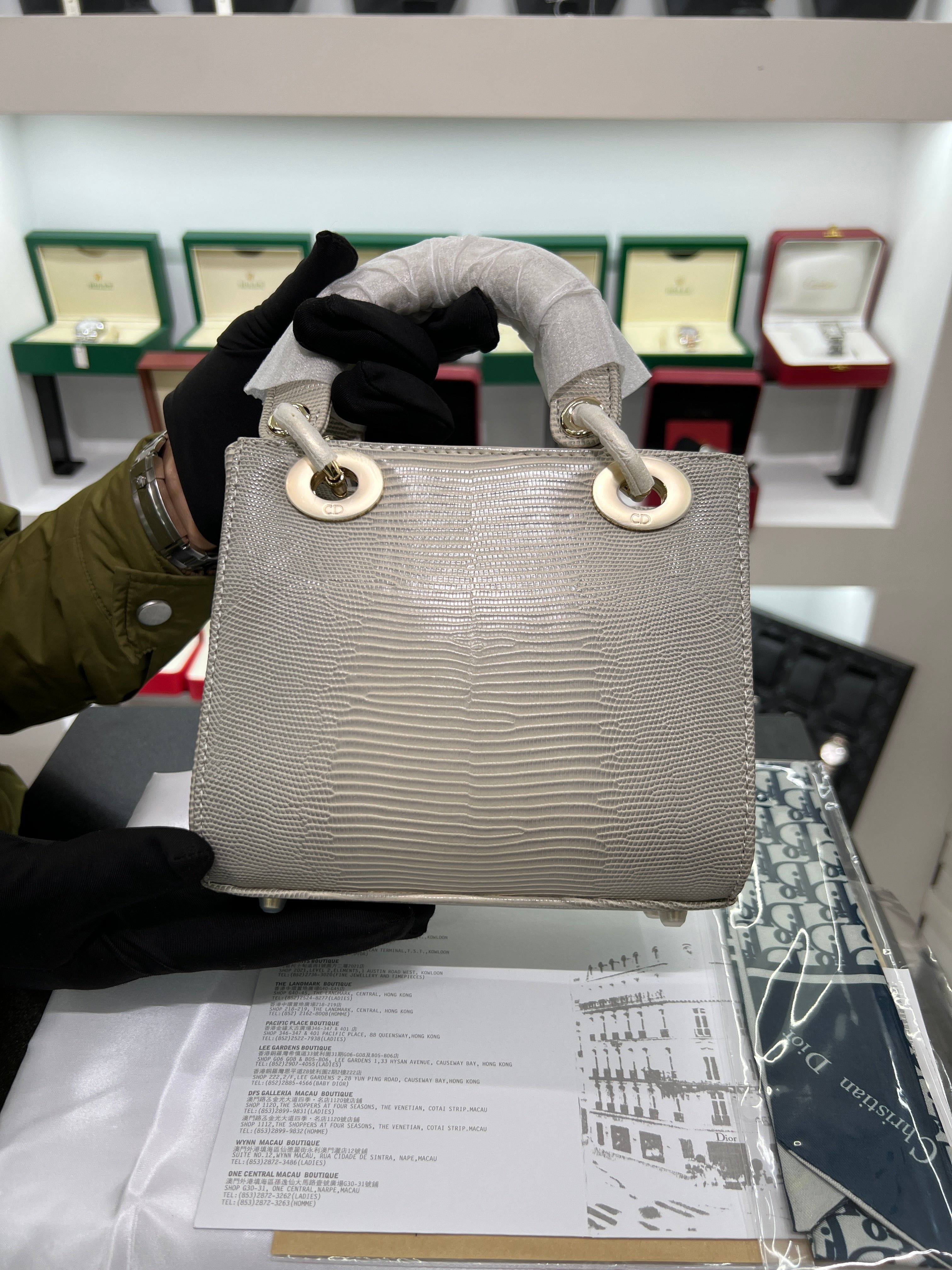 Lady mini Bag in Lizard-Effect Calfskin