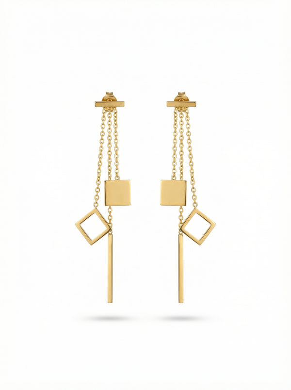 أقراط المربعات الهندسية | Geometric Square Earrings
