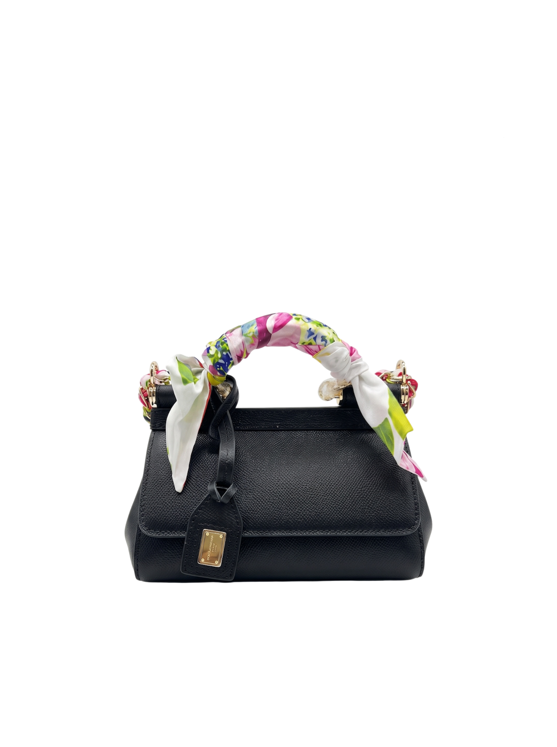 حقيبة سيسيلي الصغيرة بوشاح حرير – أسود
Sicily Bag Small Silk Scarf – Black