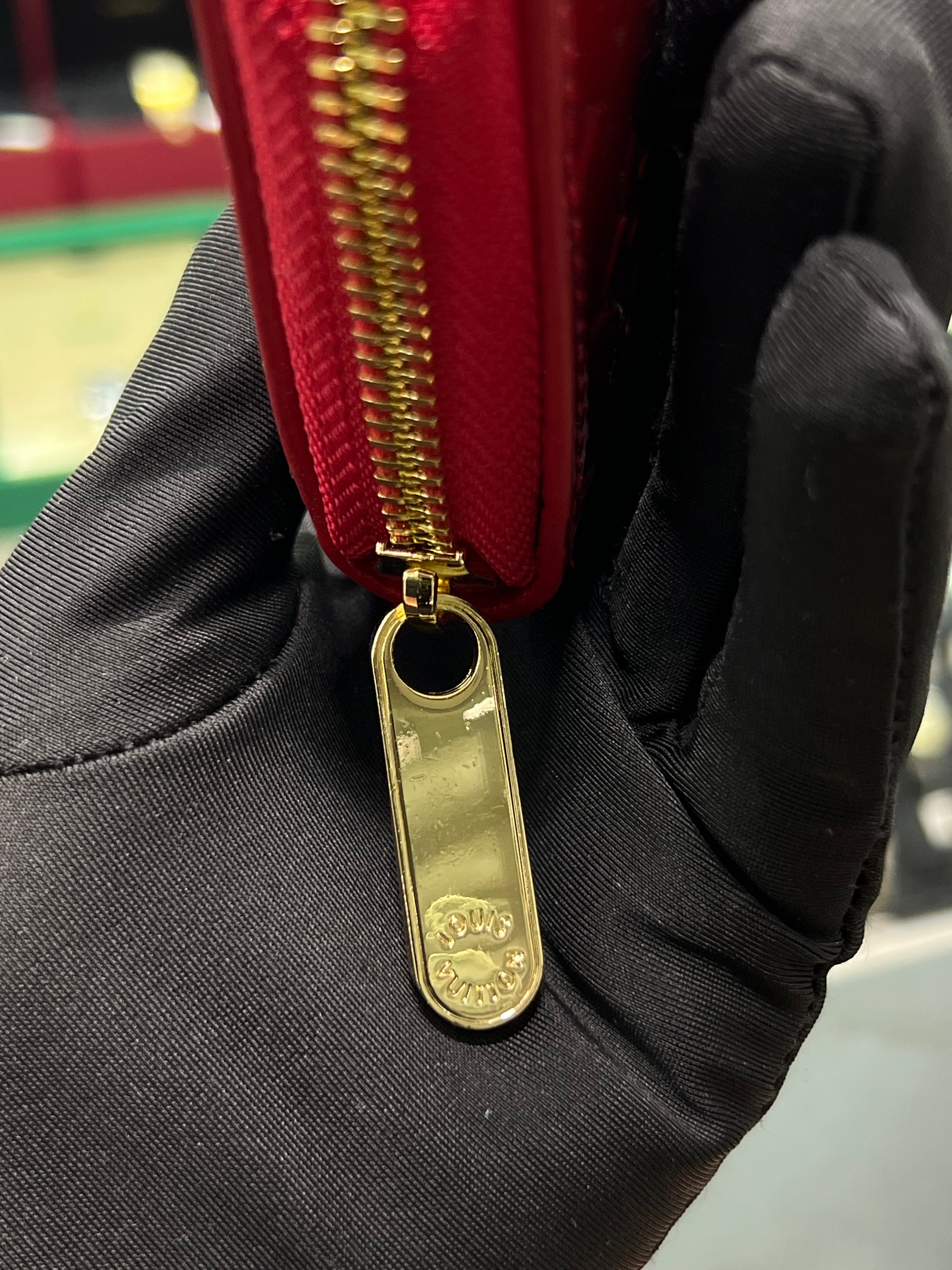 LV shiny red wallet