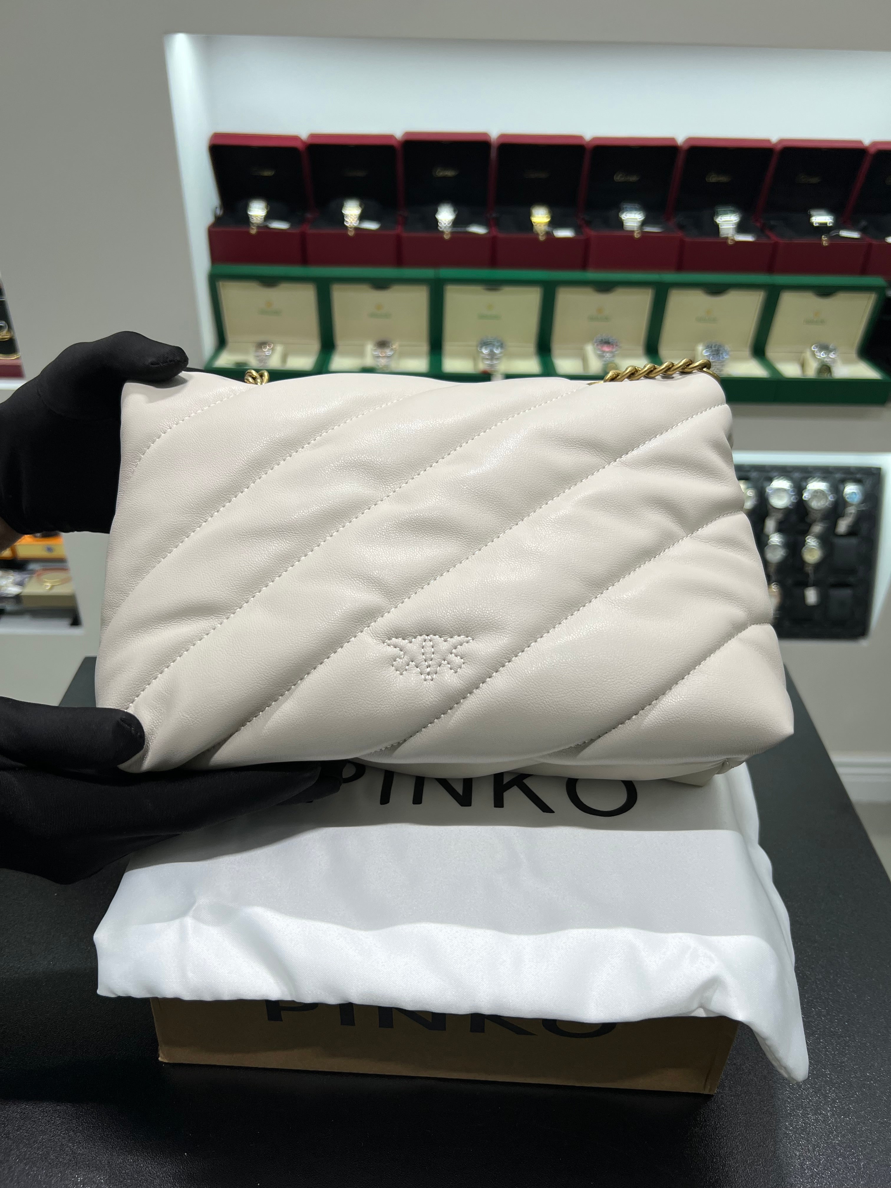 Pinko Classic Love Bag Puff Maxi Quilt colour white