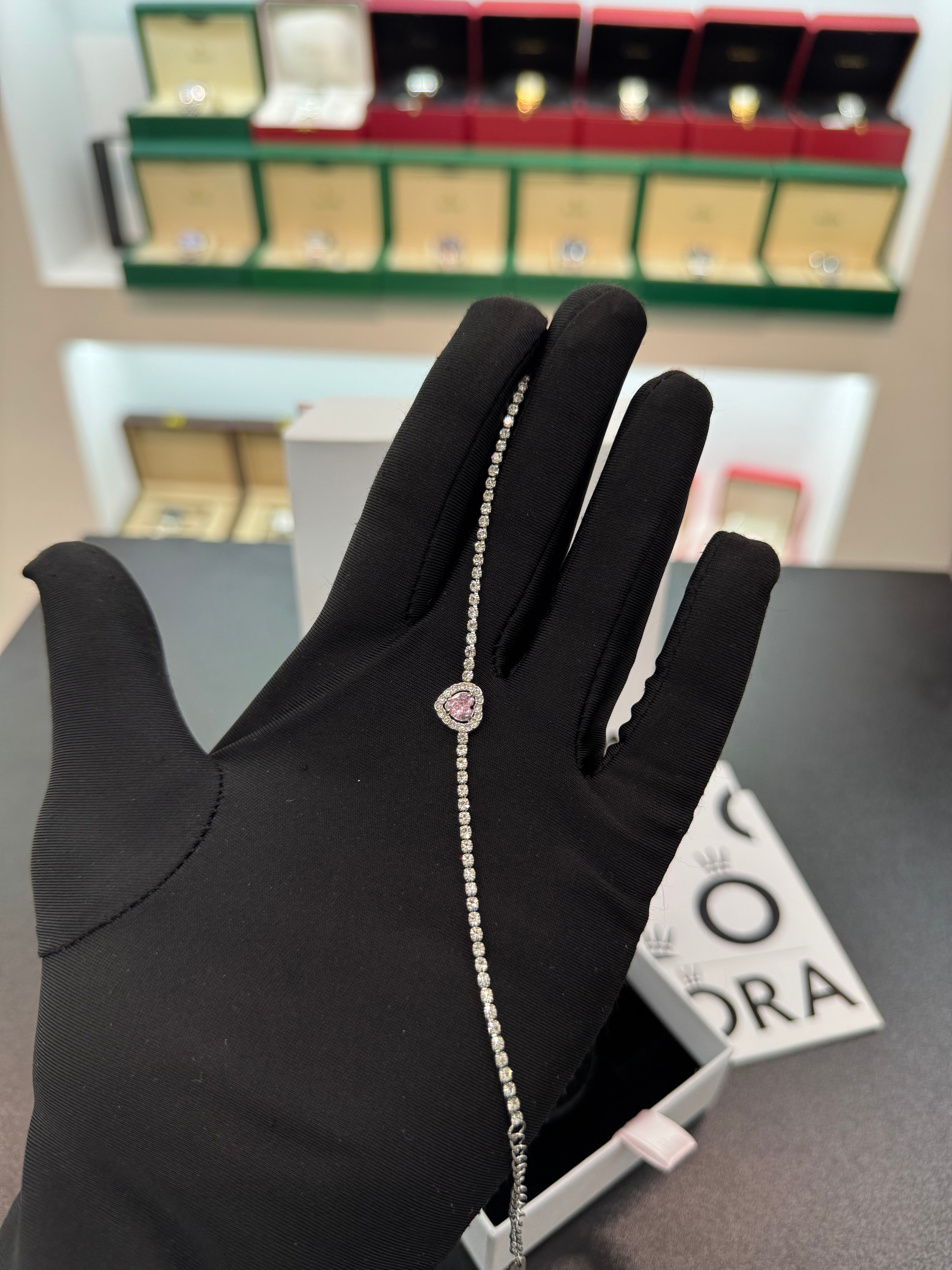 Heart Crystal Tennis Bracelet(rose)