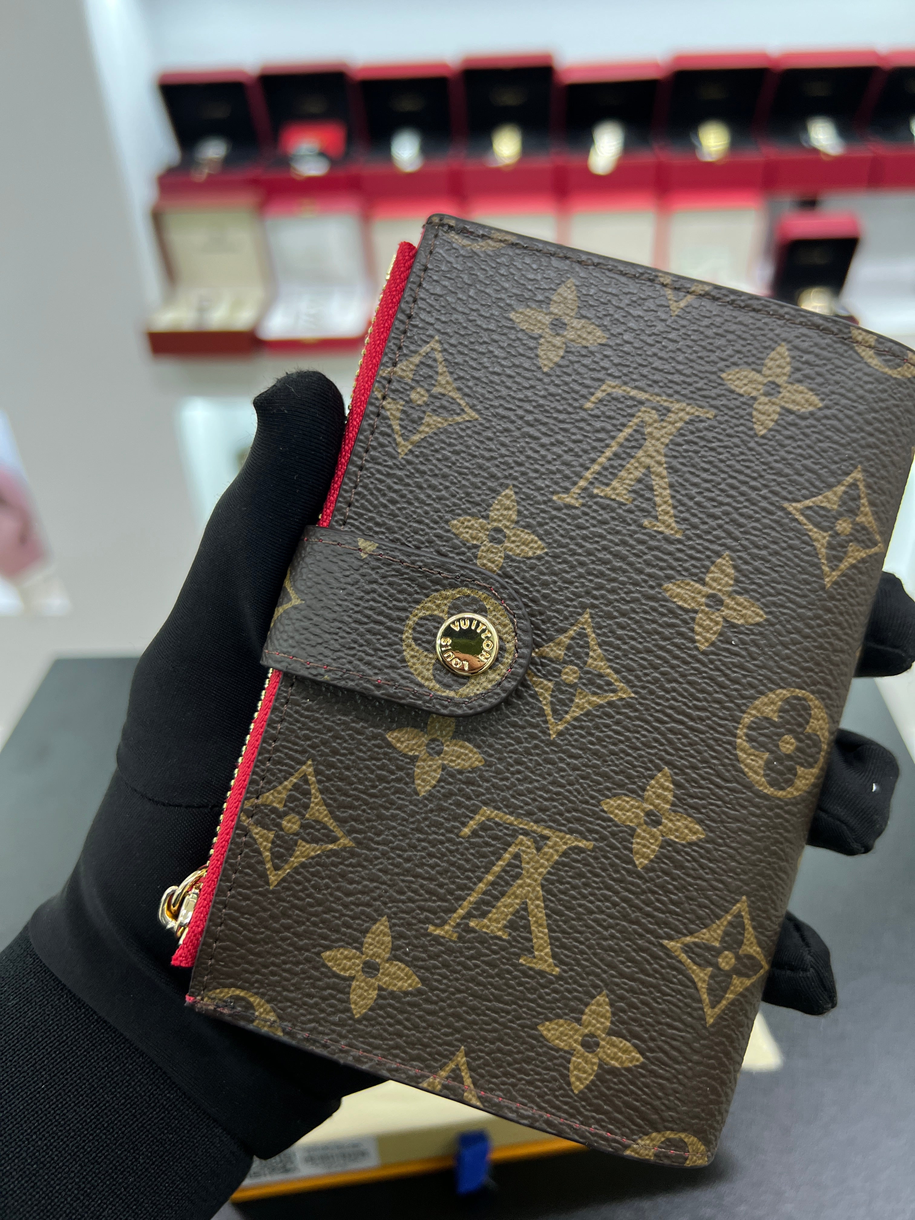 Victorine Wallet – Monogram Canvas with Red Interior