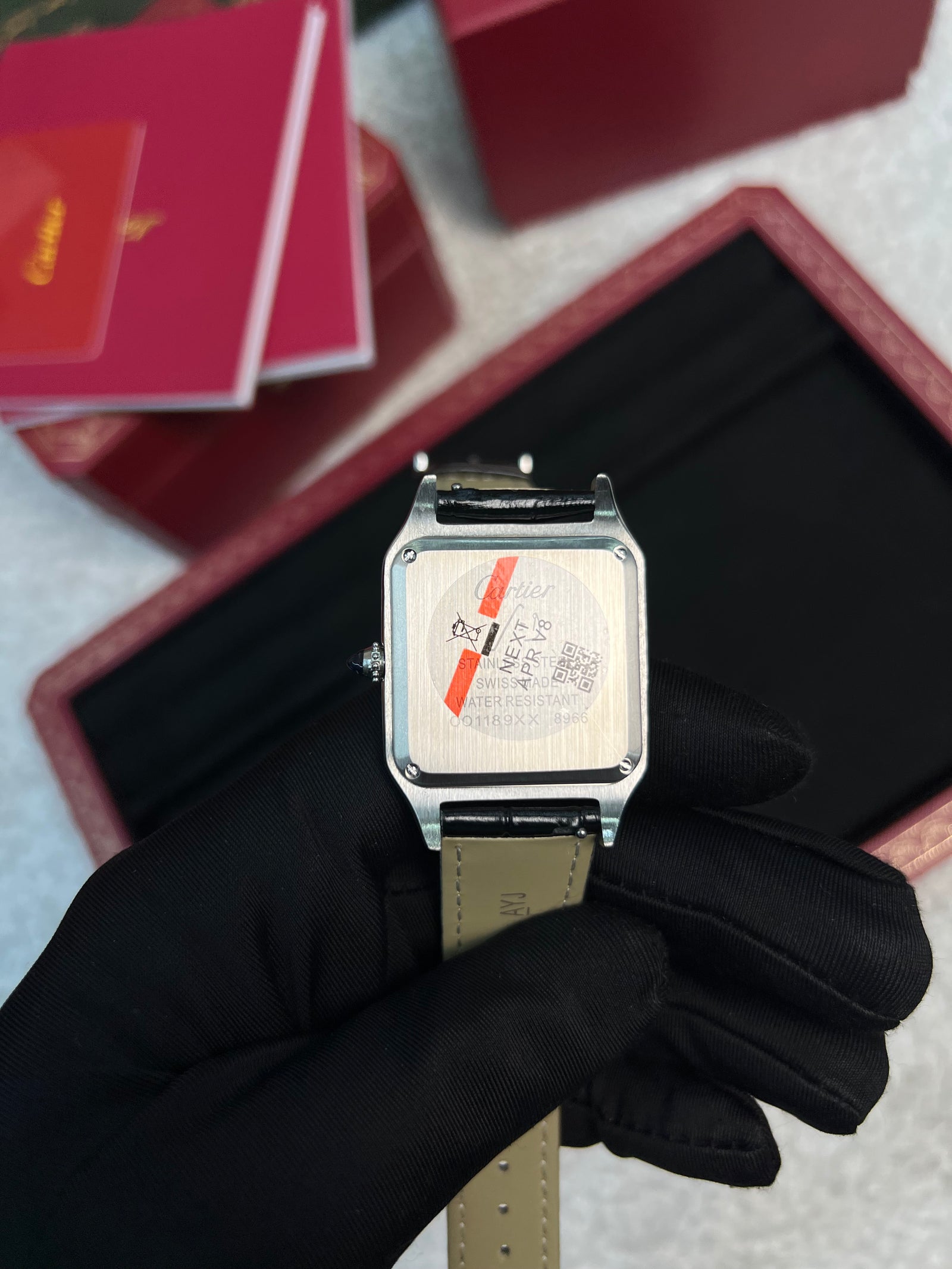 سانتوس دومون ستيل بحزام أسود Santos Dumont Steel Black Strap