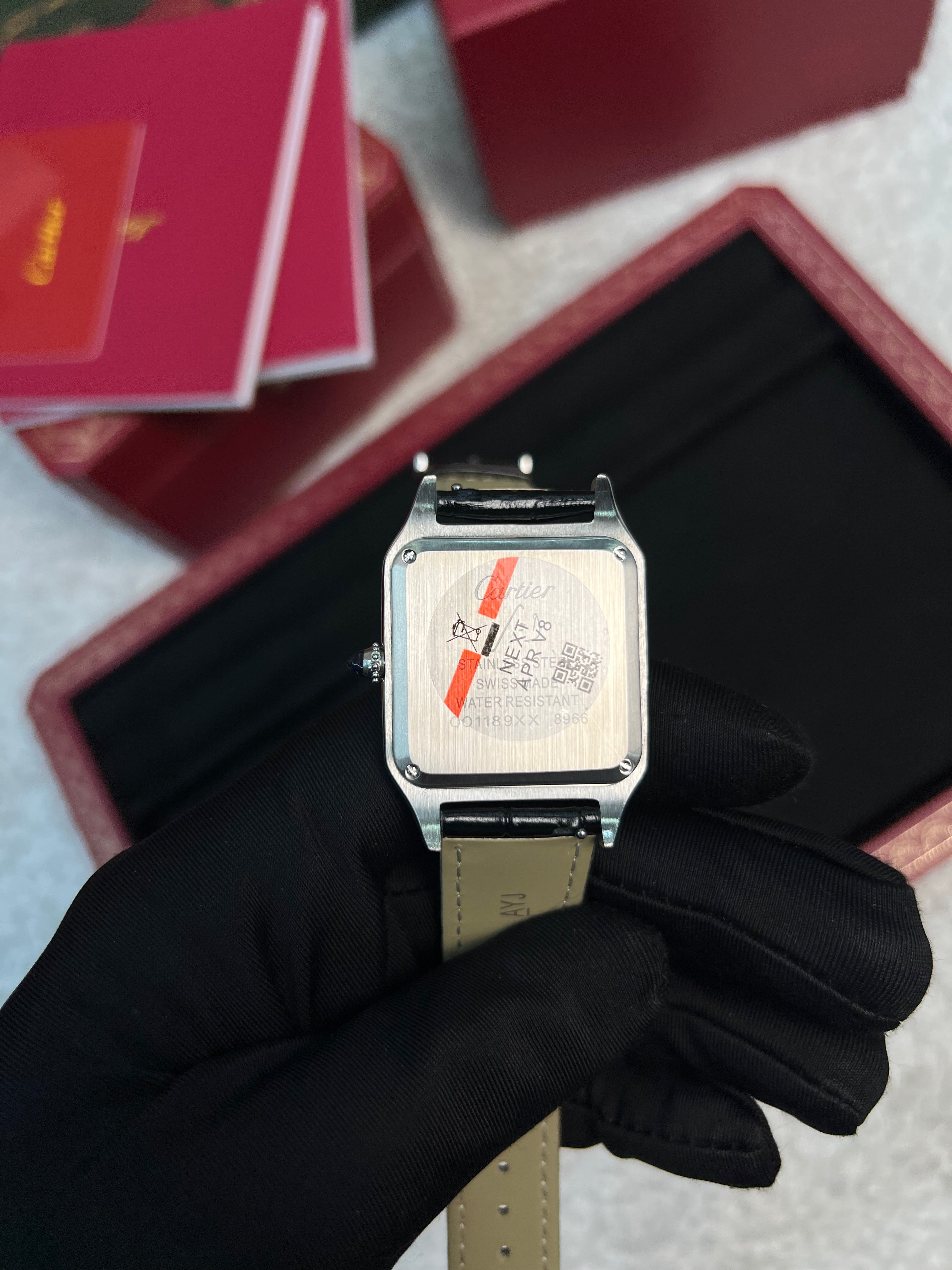 سانتوس دومون ستيل بحزام أسود Santos Dumont Steel Black Strap