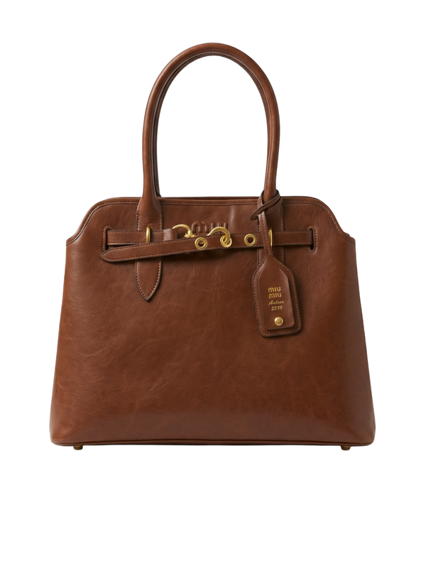 Archive Leather Top-Handle Cognac Brown Bag