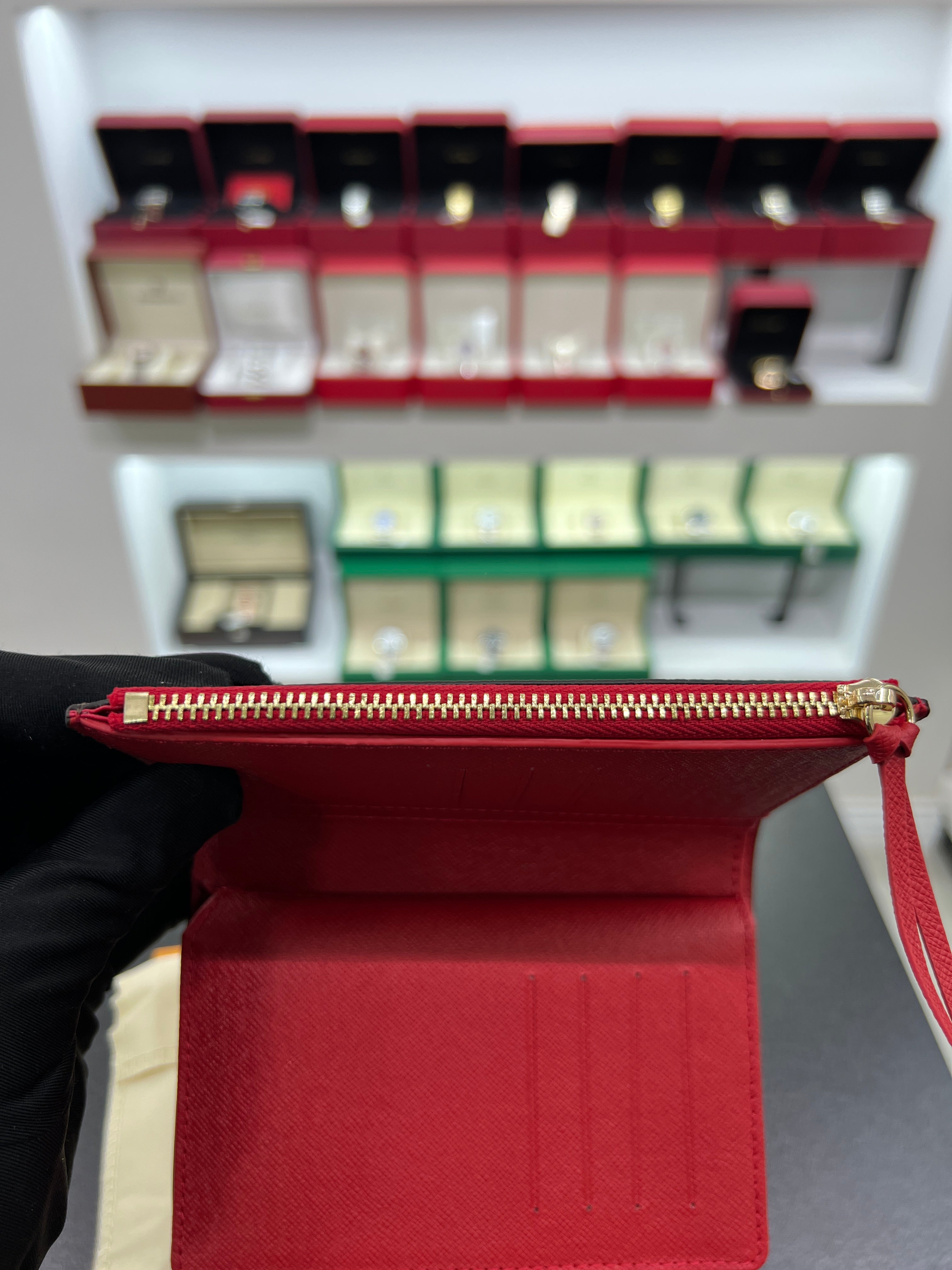 Victorine Wallet – Monogram Canvas with Red Interior