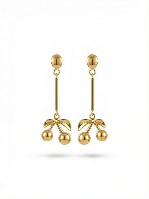 أقراط سيريزا بالكرزة | Cereza Gold Cherry Earrings