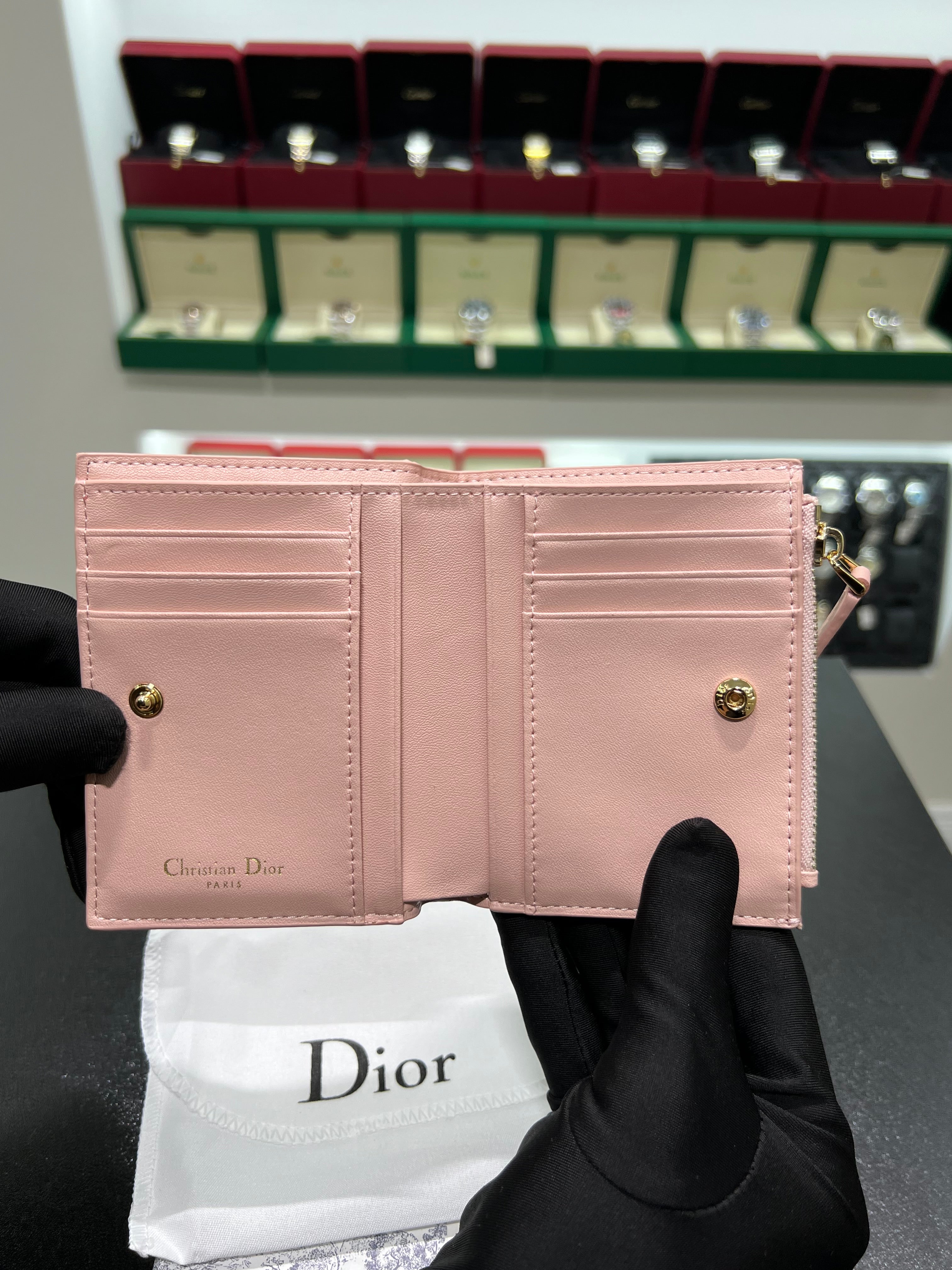 Dior Caro Dahlia Wallet pink