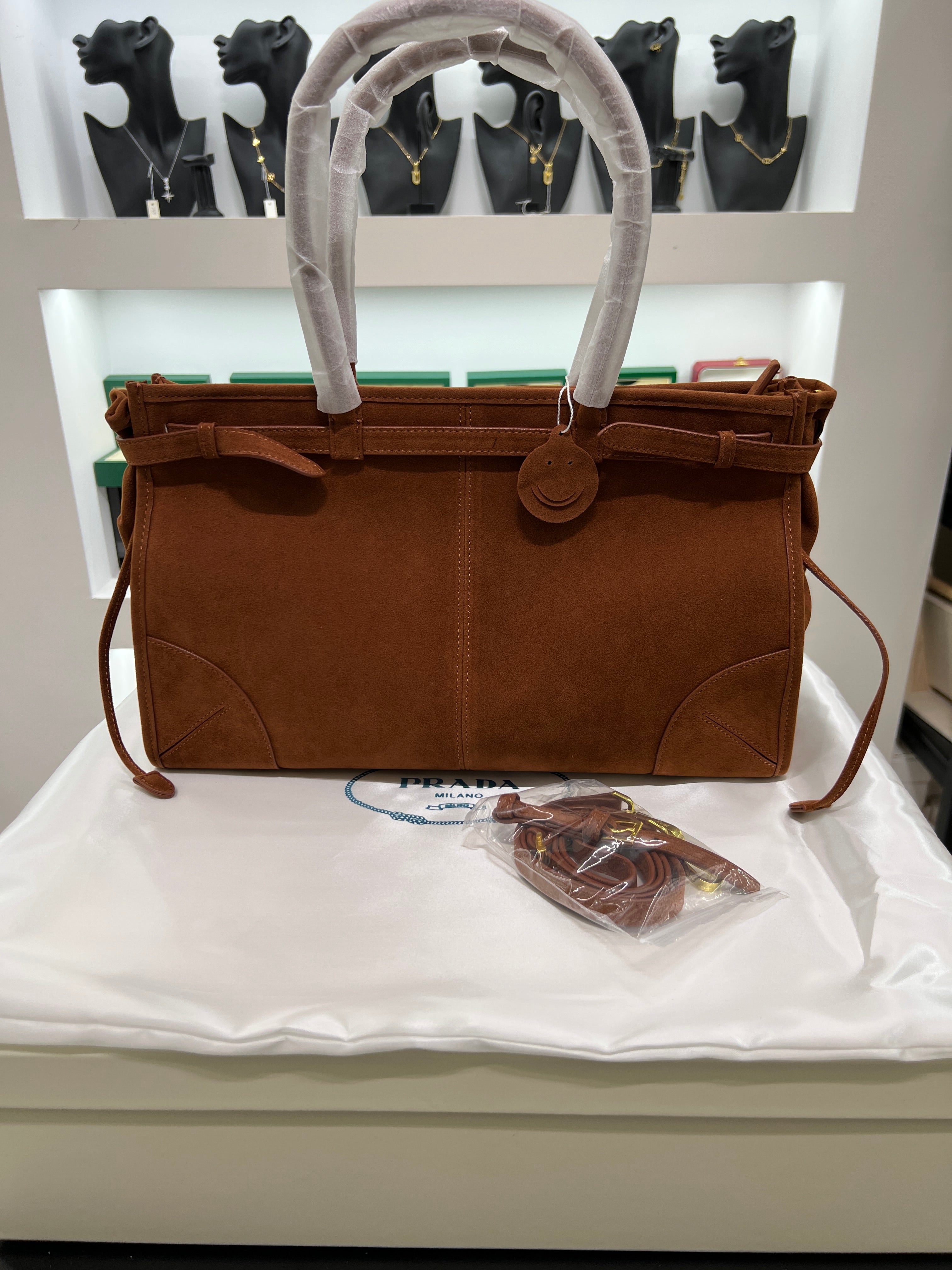 Suede Belted Top-Handle large Bag