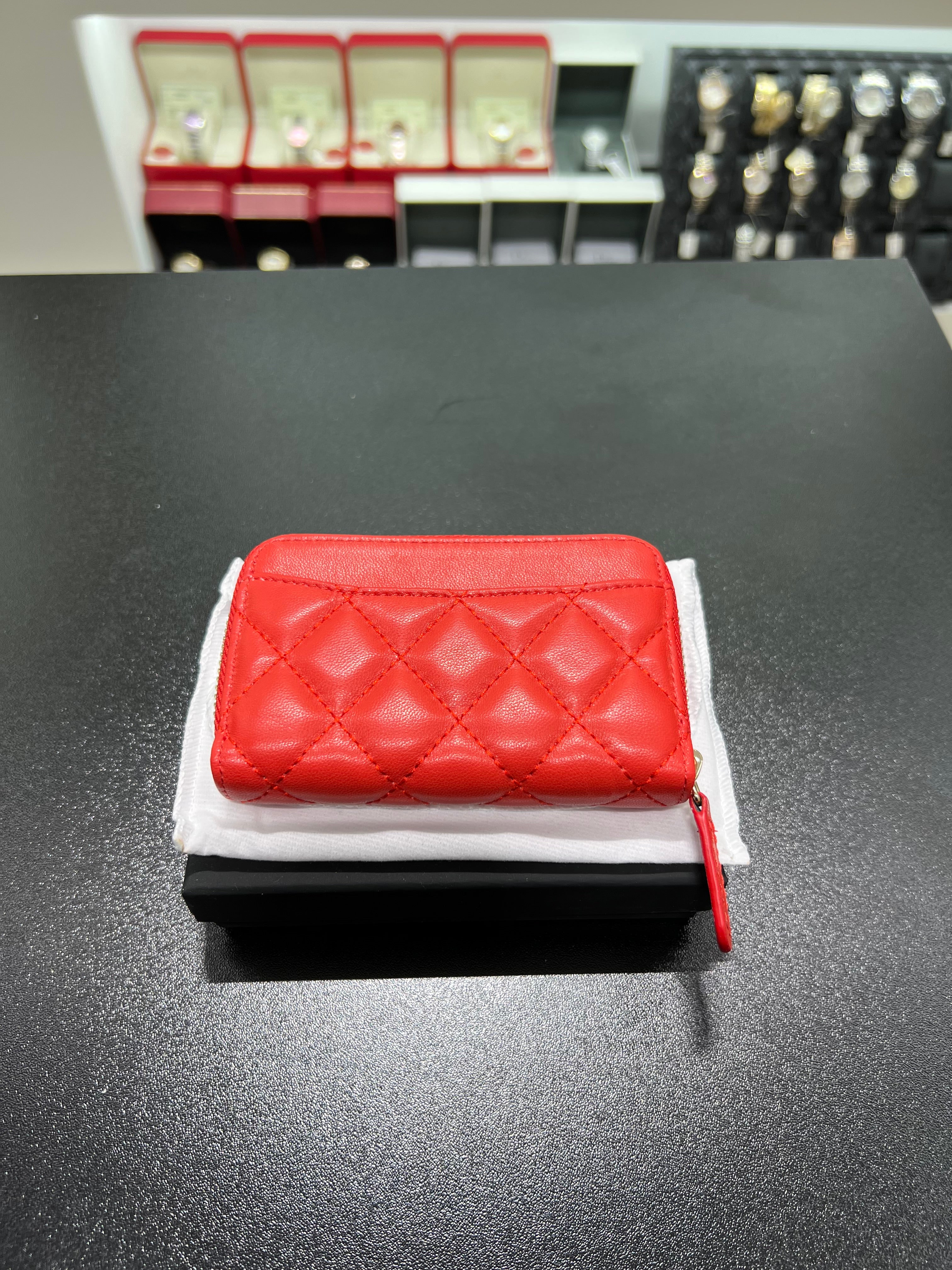 Chanel red leather wallet