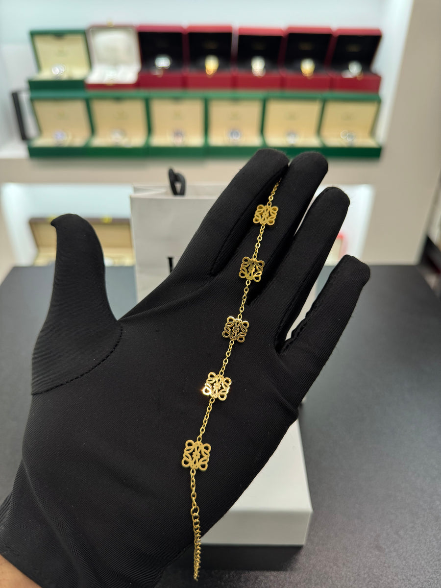 Floral Charm Gold Bracelet