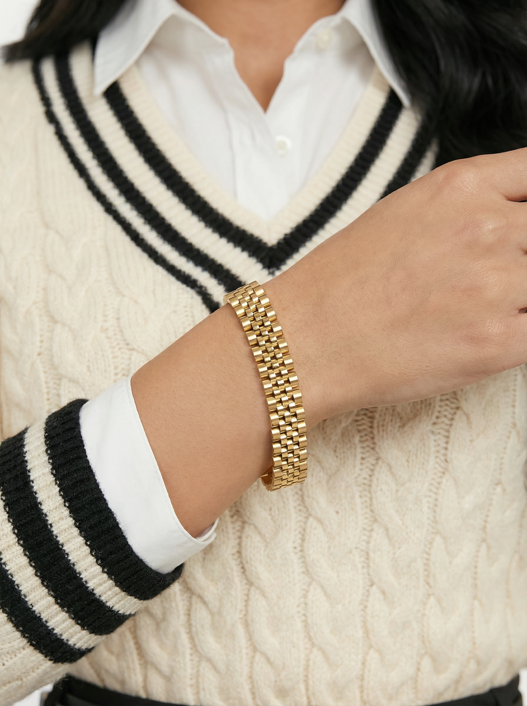 سوار رولكس ذهبي عريض