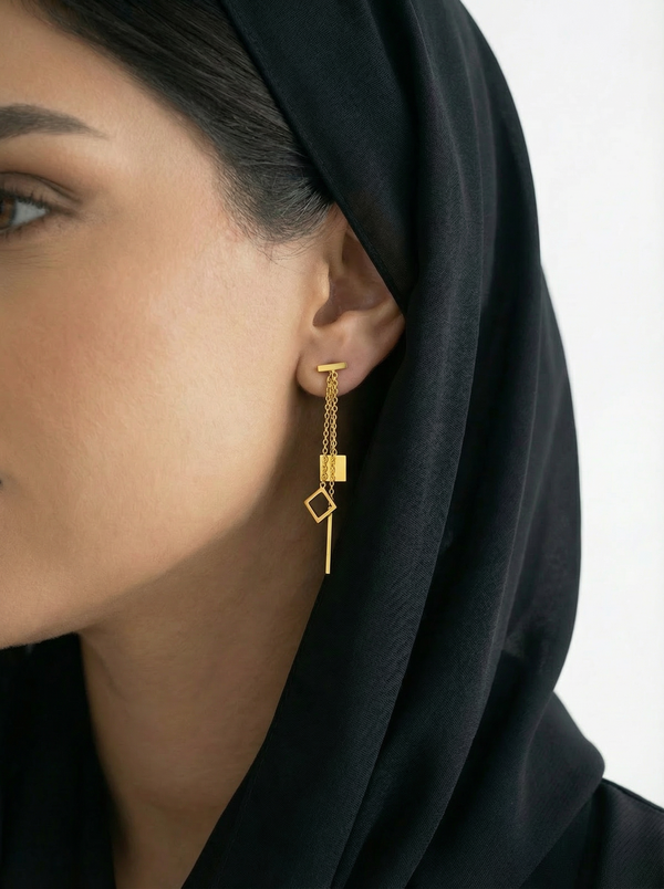 أقراط المربعات الهندسية | Geometric Square Earrings