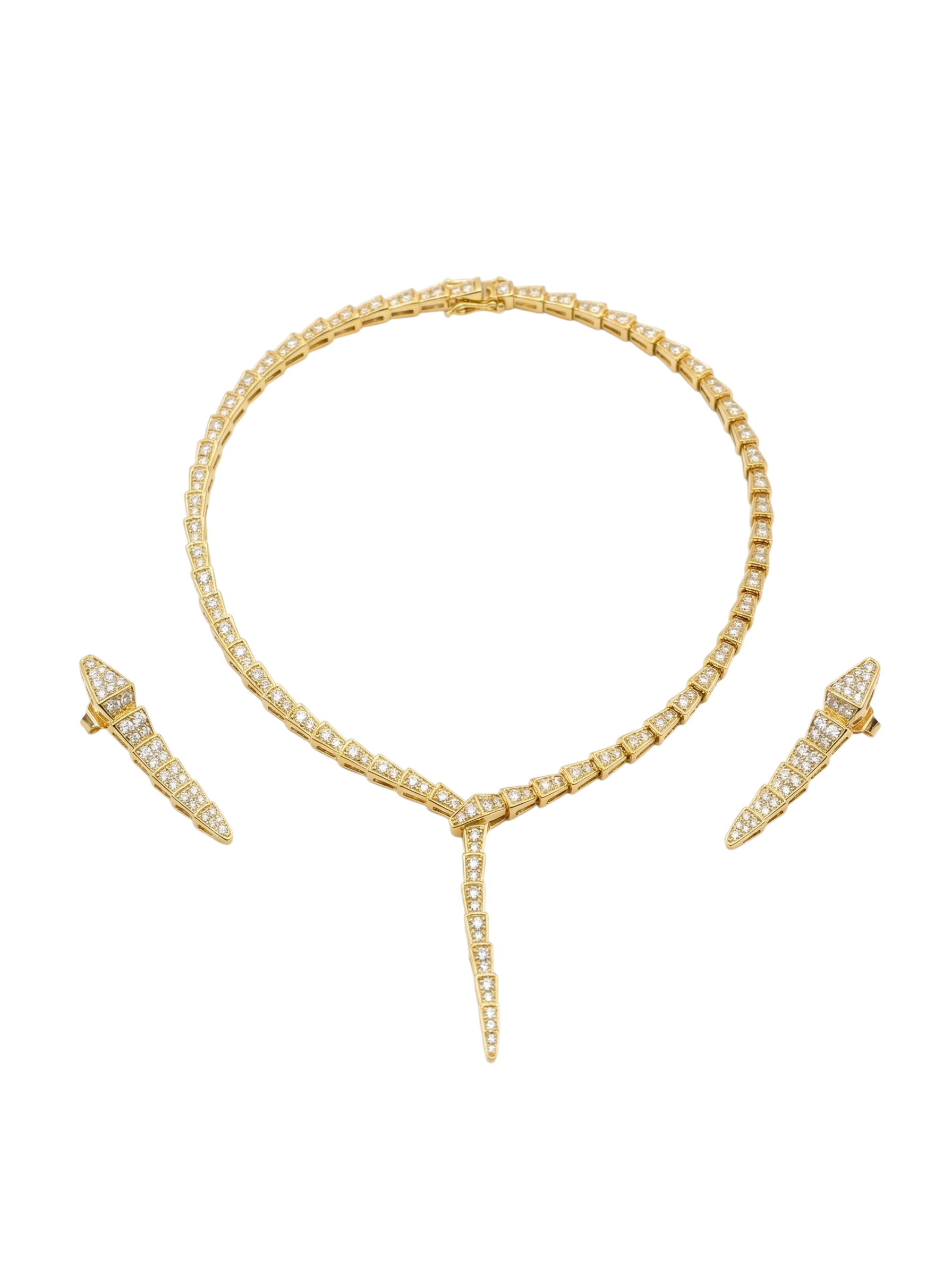 Serpenti-Inspired Drop Necklace Set studded (خراص طويل)