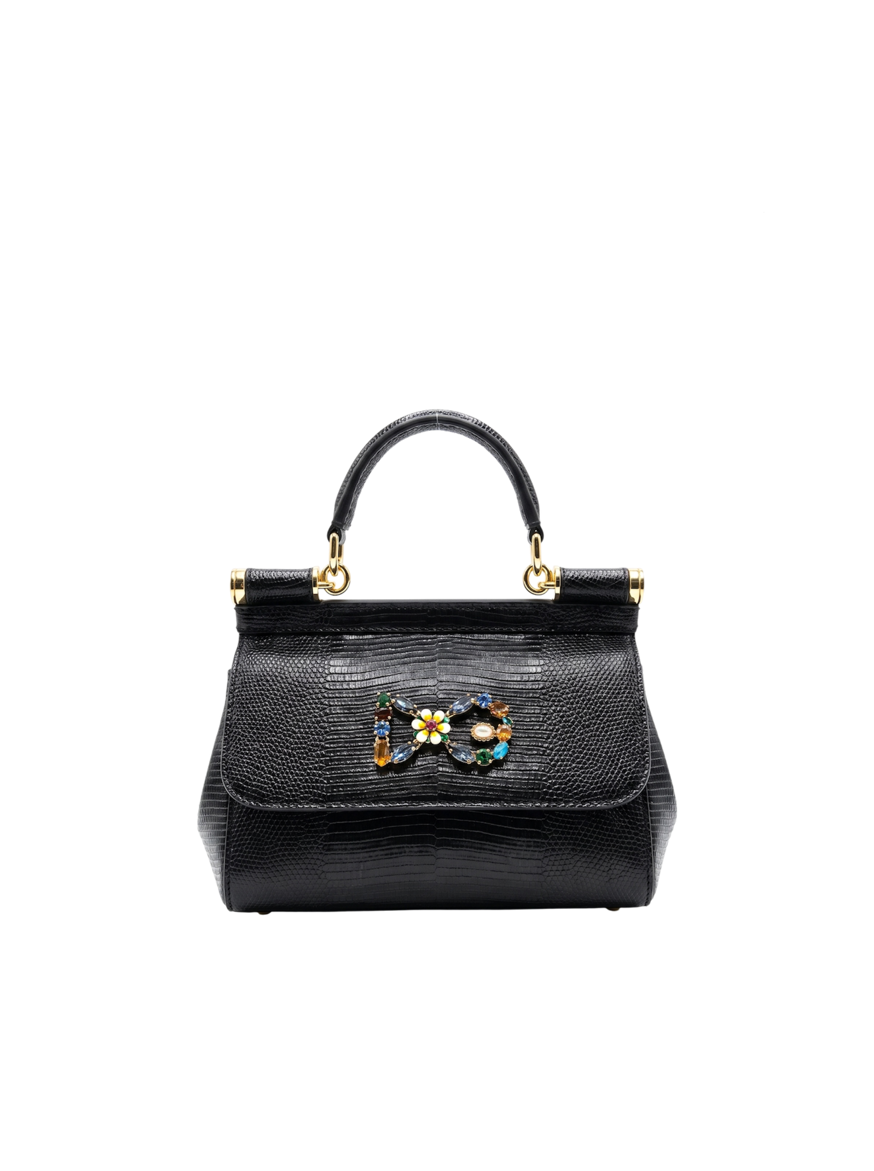 حقيبة سيسيلي صغيرة سوداء بنقشة جلد السحلية
Sicily Small – Black Lizard-Print