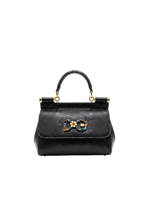 حقيبة سيسيلي صغيرة سوداء بنقشة جلد السحلية
Sicily Small – Black Lizard-Print