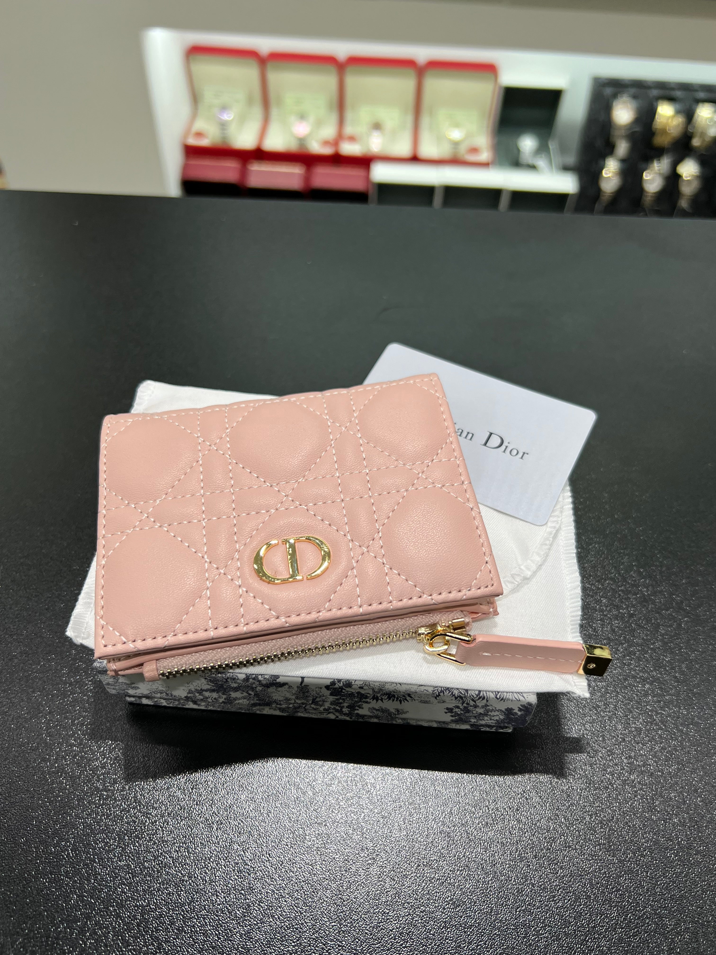 Dior Caro Dahlia Wallet pink