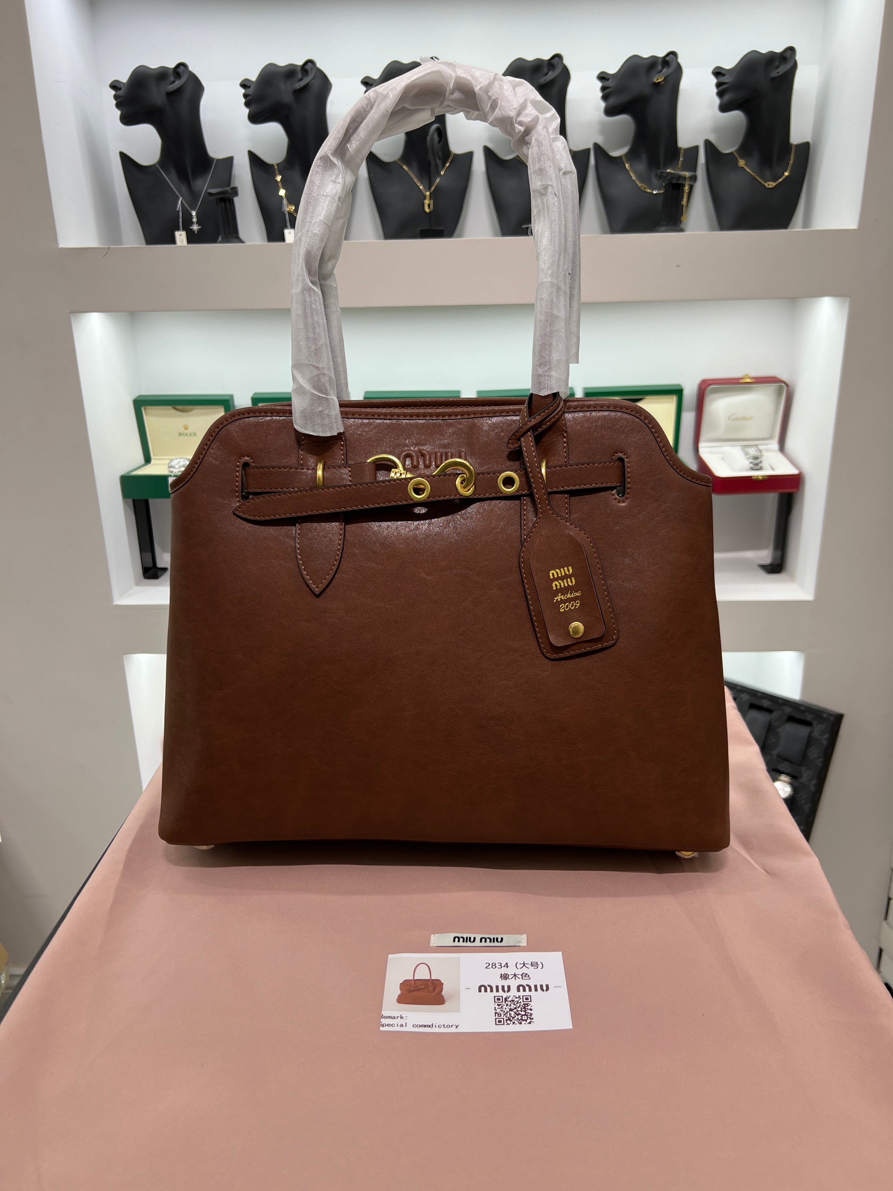 Archive Leather Top-Handle Cognac Brown Bag