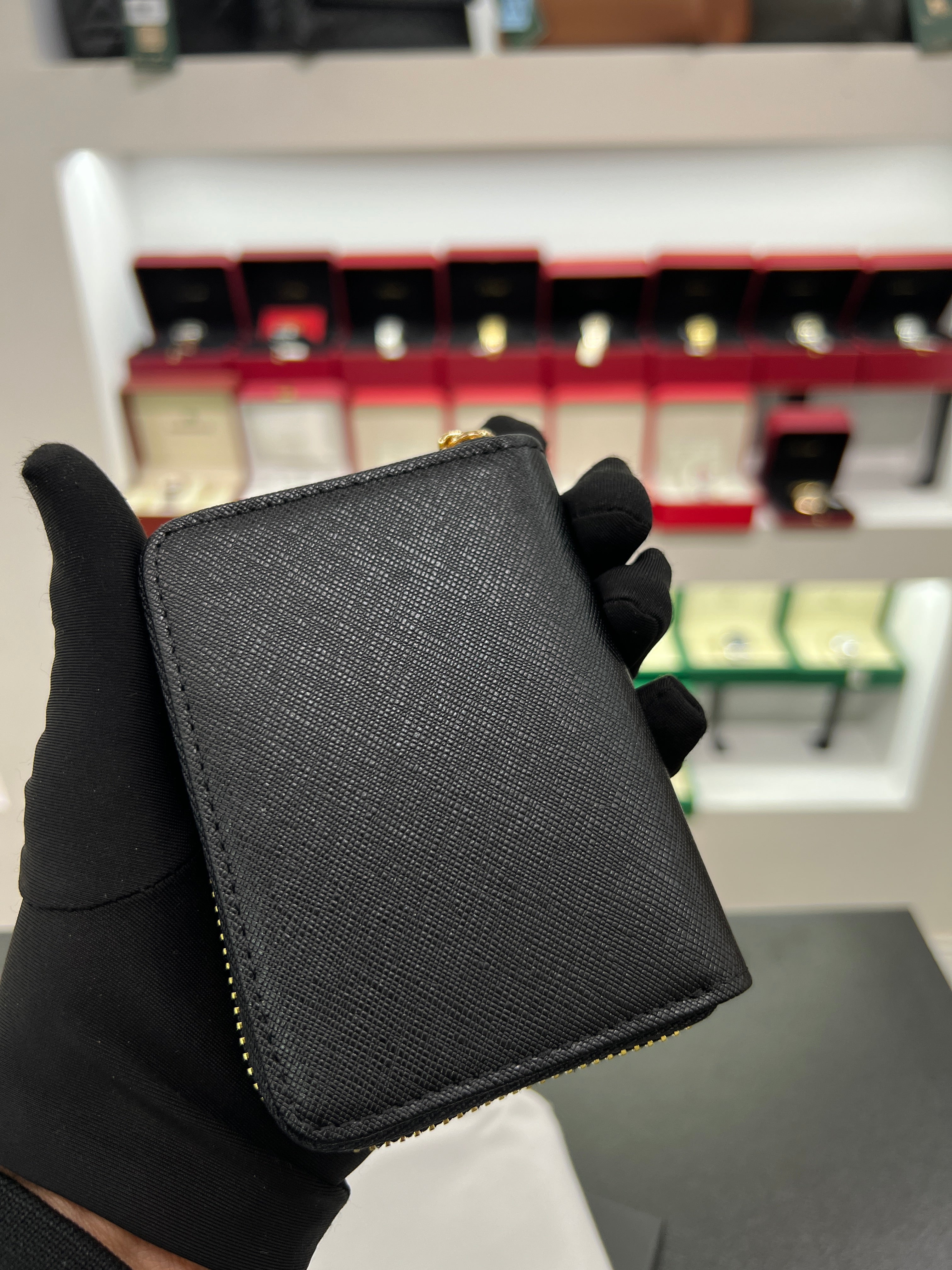 Saffiano Leather Zip Around Wallet