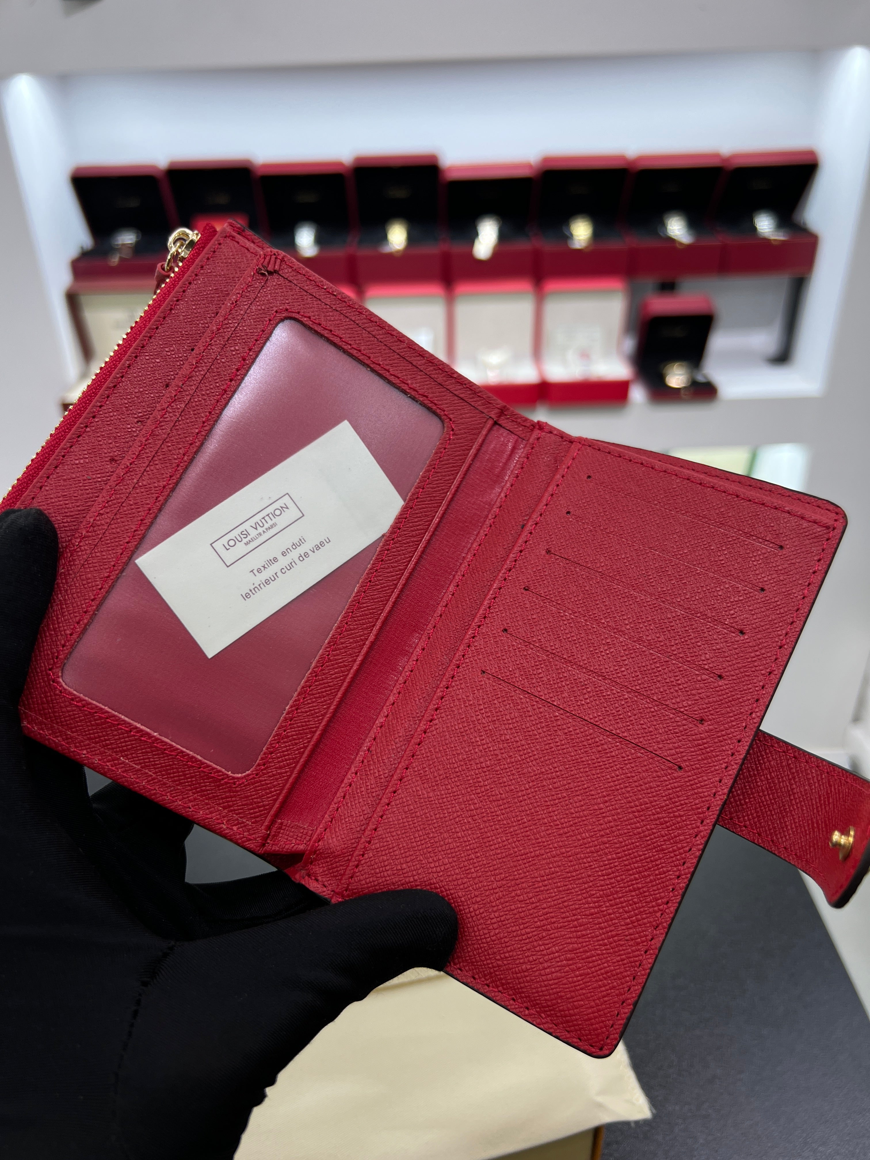 Victorine Wallet – Monogram Canvas with Red Interior