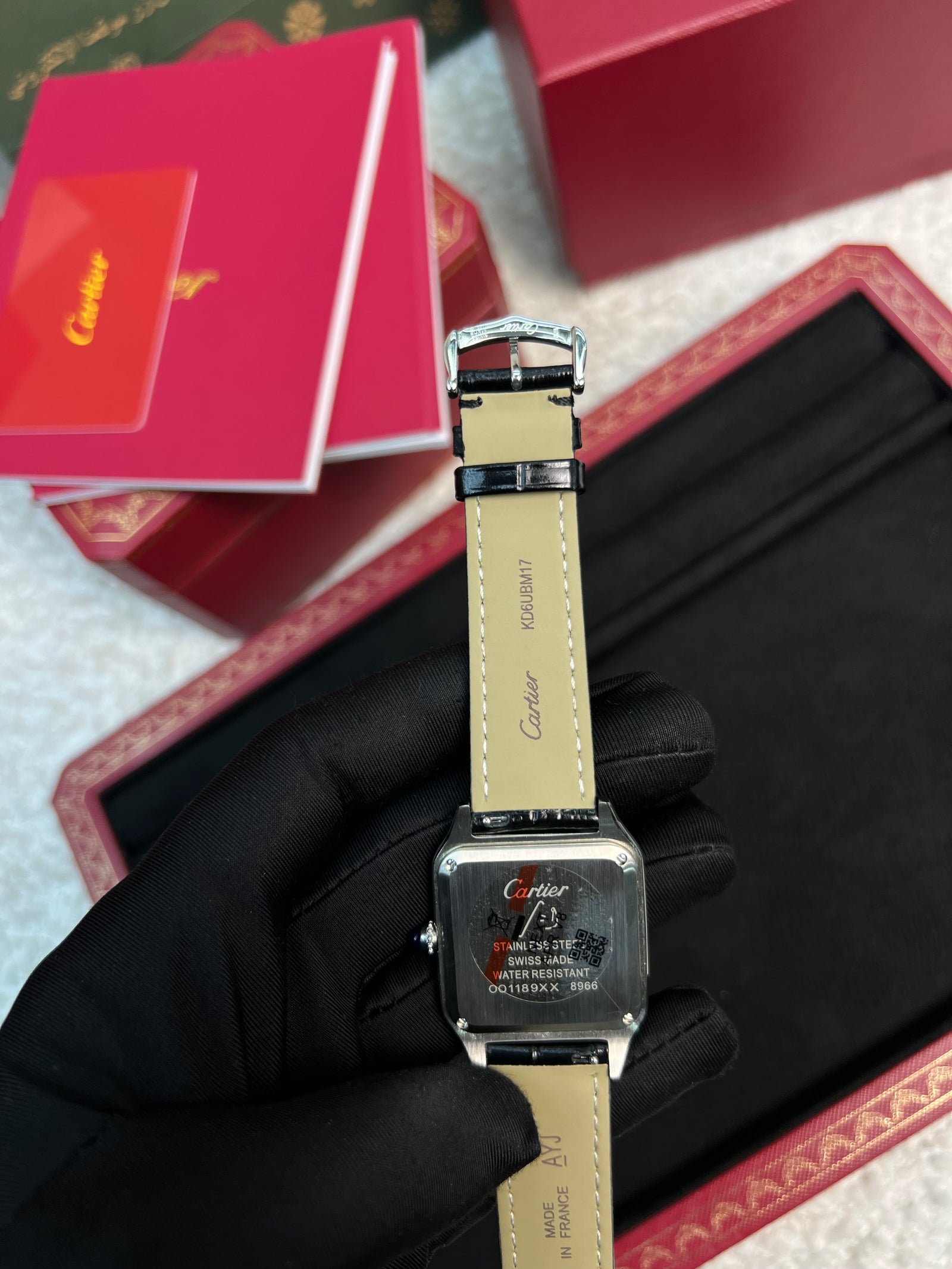 سانتوس دومون ستيل بحزام أسود Santos Dumont Steel Black Strap