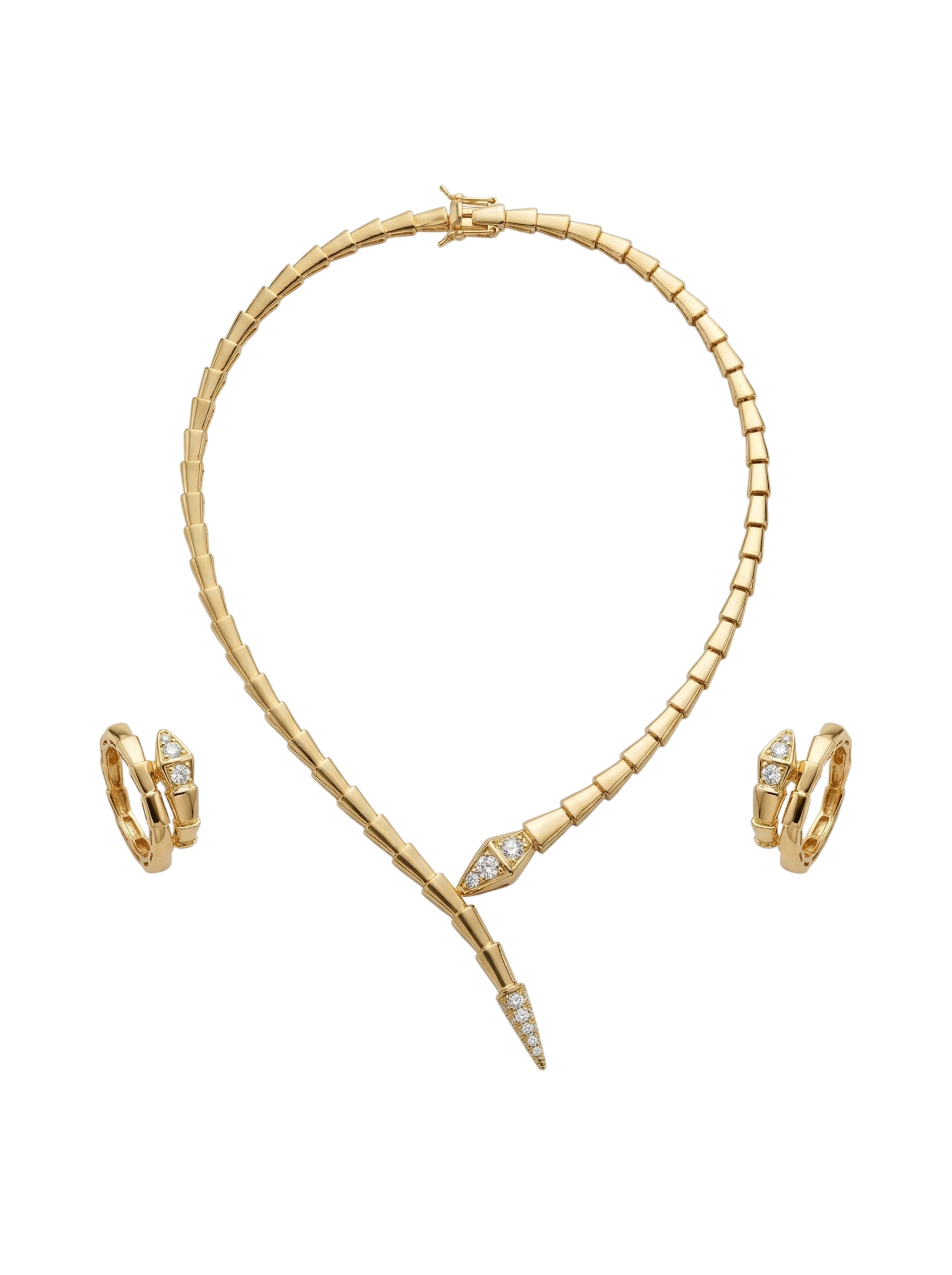 Serpenti Style Gold Necklace Set