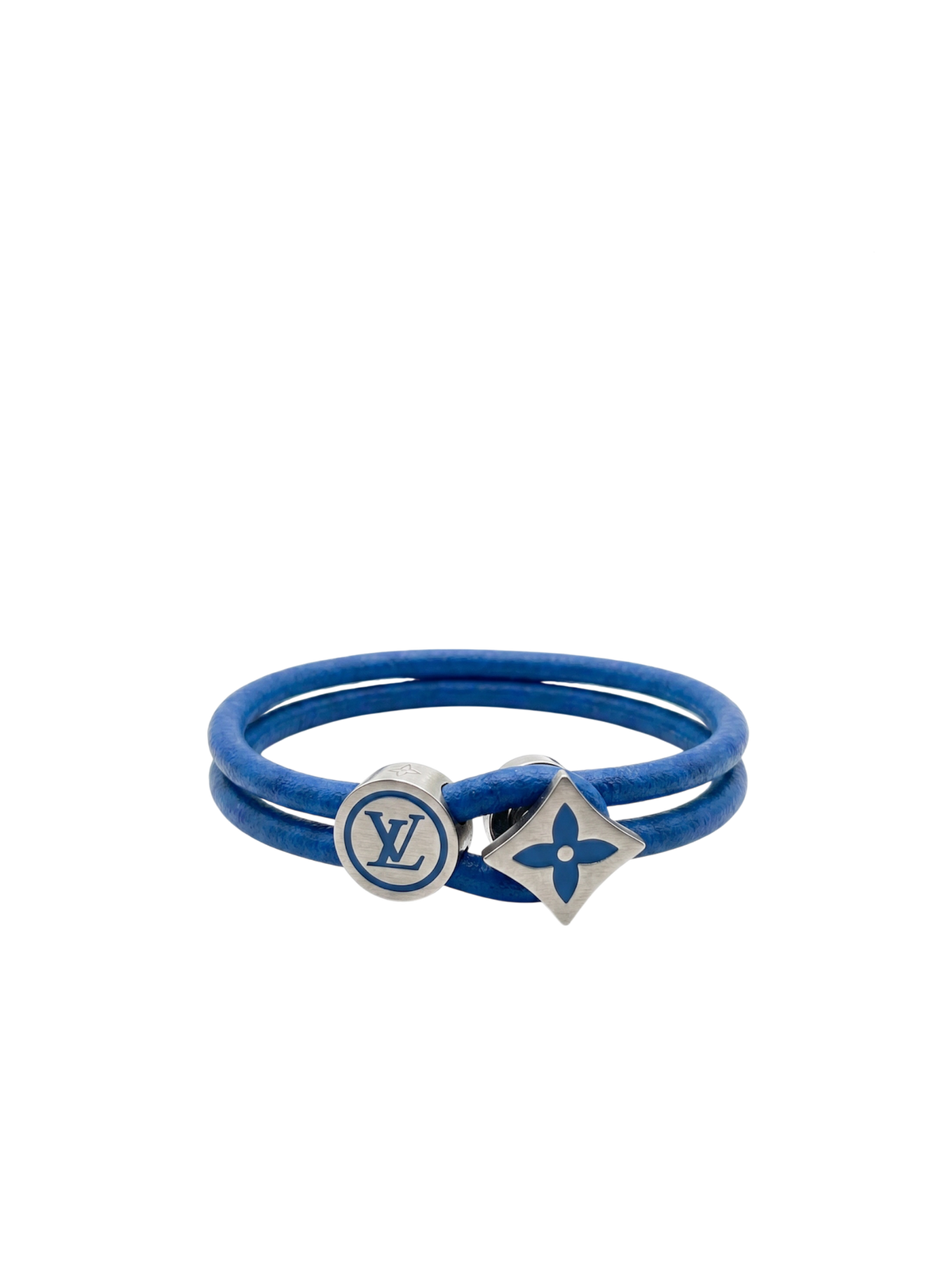 سوار جلد أزرق بلفّتين مع تعليقات الزهرة Double   Wrap Charm Bracelet Bracelet