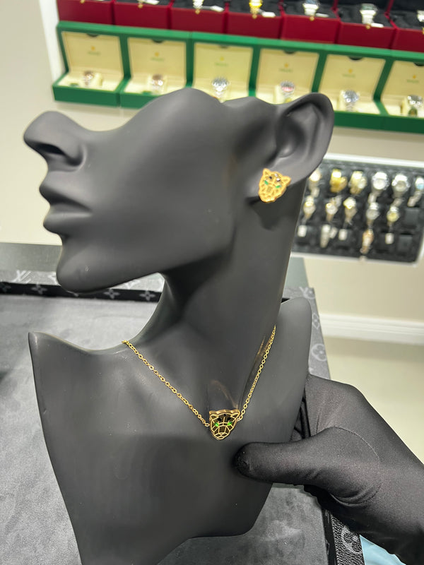 طقم مجوهرات بتصميم الفهد | Panther Jewelry Set