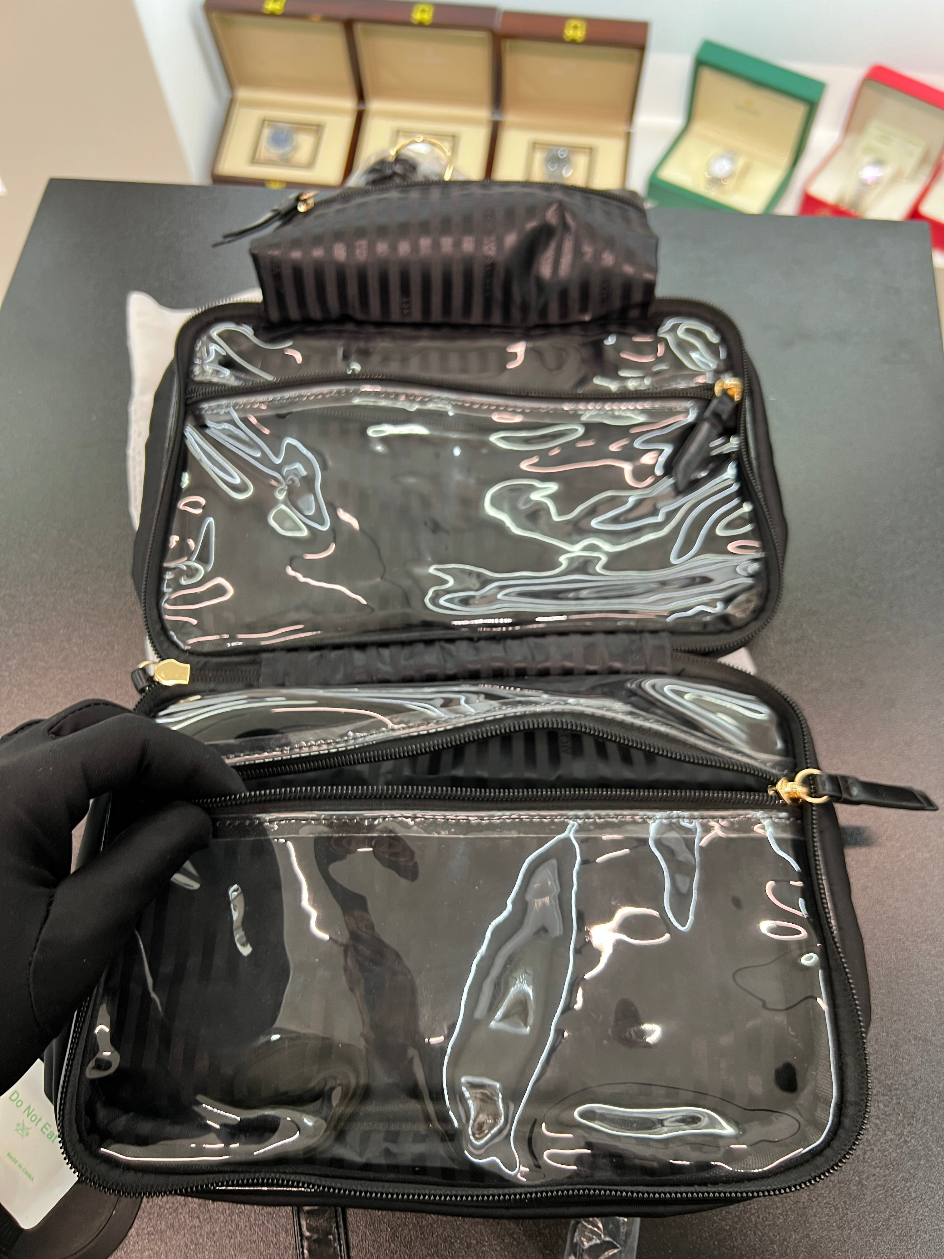 Travel Hanging Makeup Bag – Quilted Black