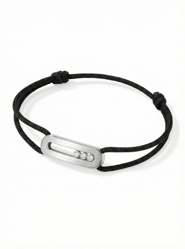 سوار خيط بحلقة متداخلة – أسود كبير | Cord Bracelet Interlocking Ring – Black Large