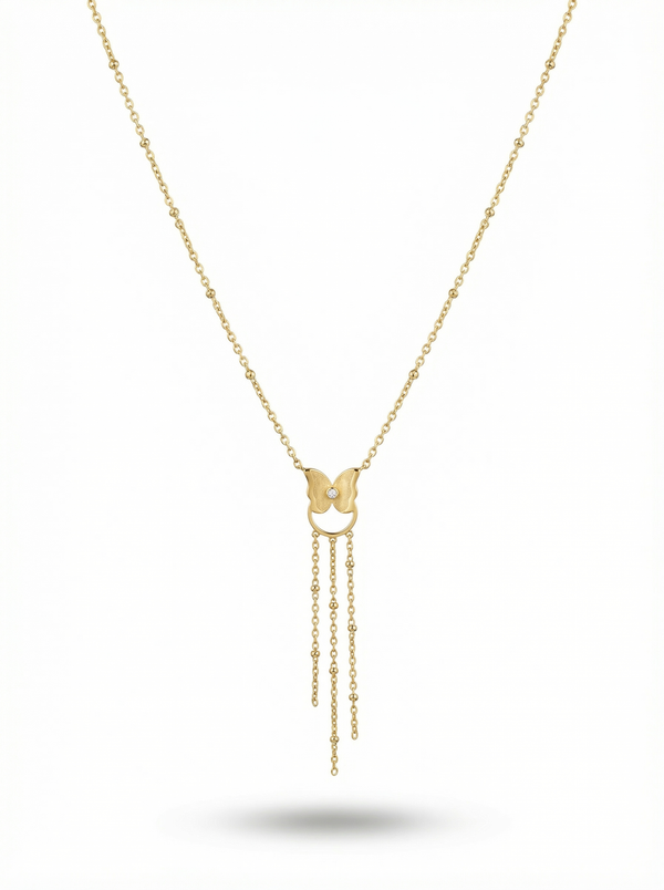 سلسال الفراشة المرصّع | Crystal Butterfly Necklace