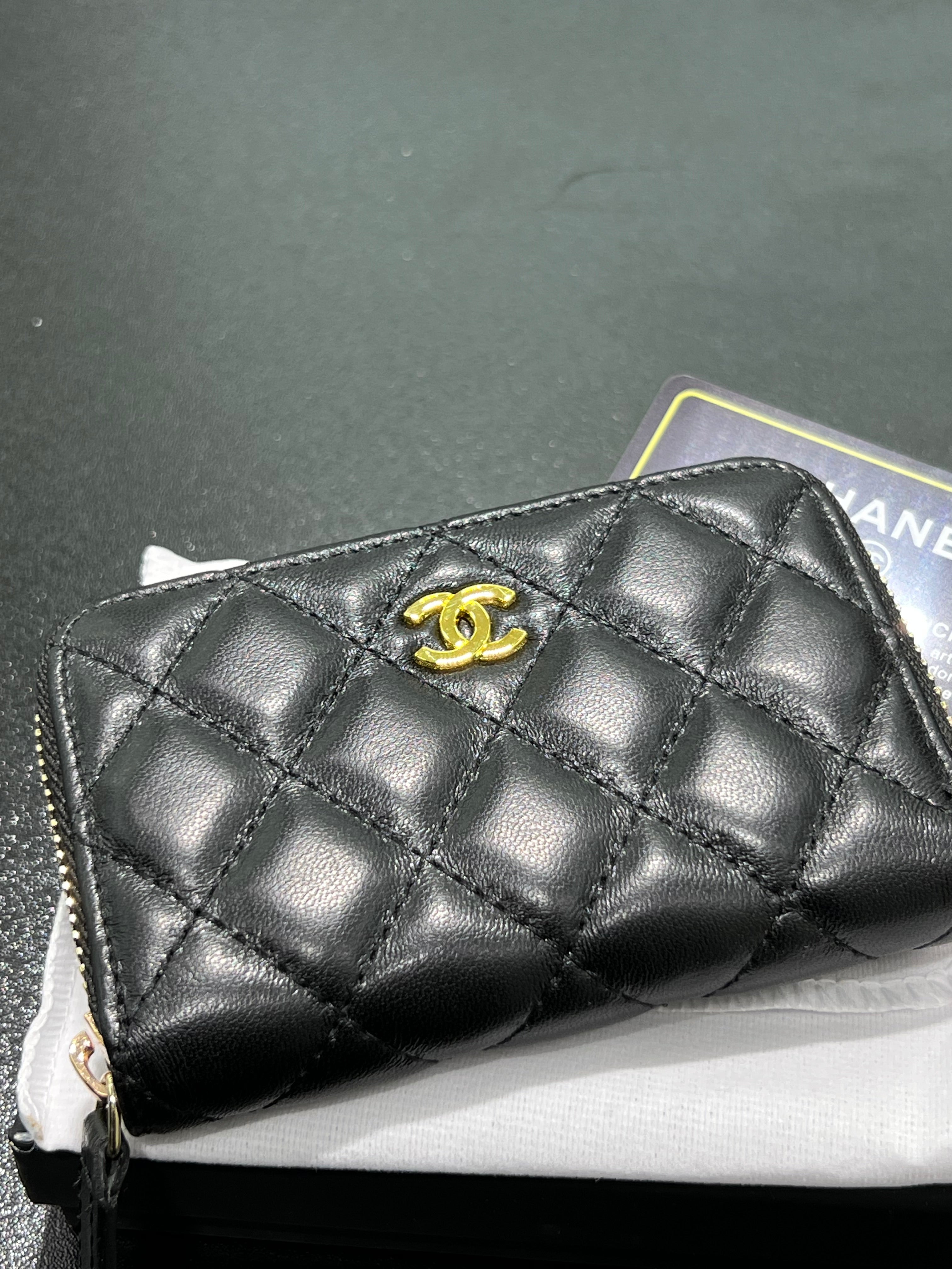 Chanel black leather wallet