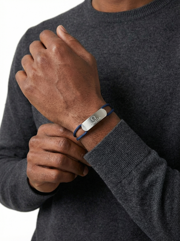 سوار خيط بحلقة مفتوحة – أزرق كبير | Cord Bracelet Open Ring – Blue Large