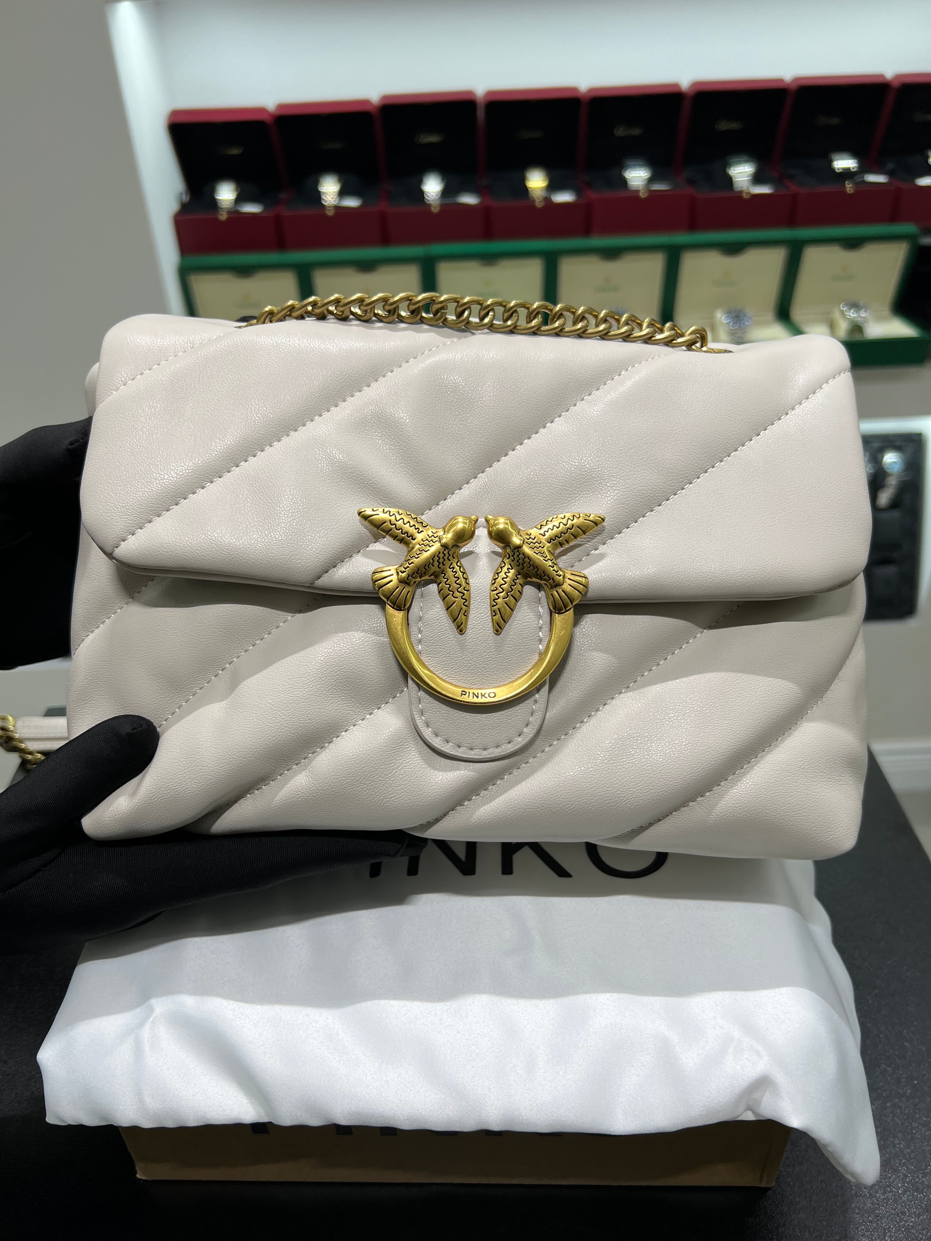 Pinko Classic Love Bag Puff Maxi Quilt colour white