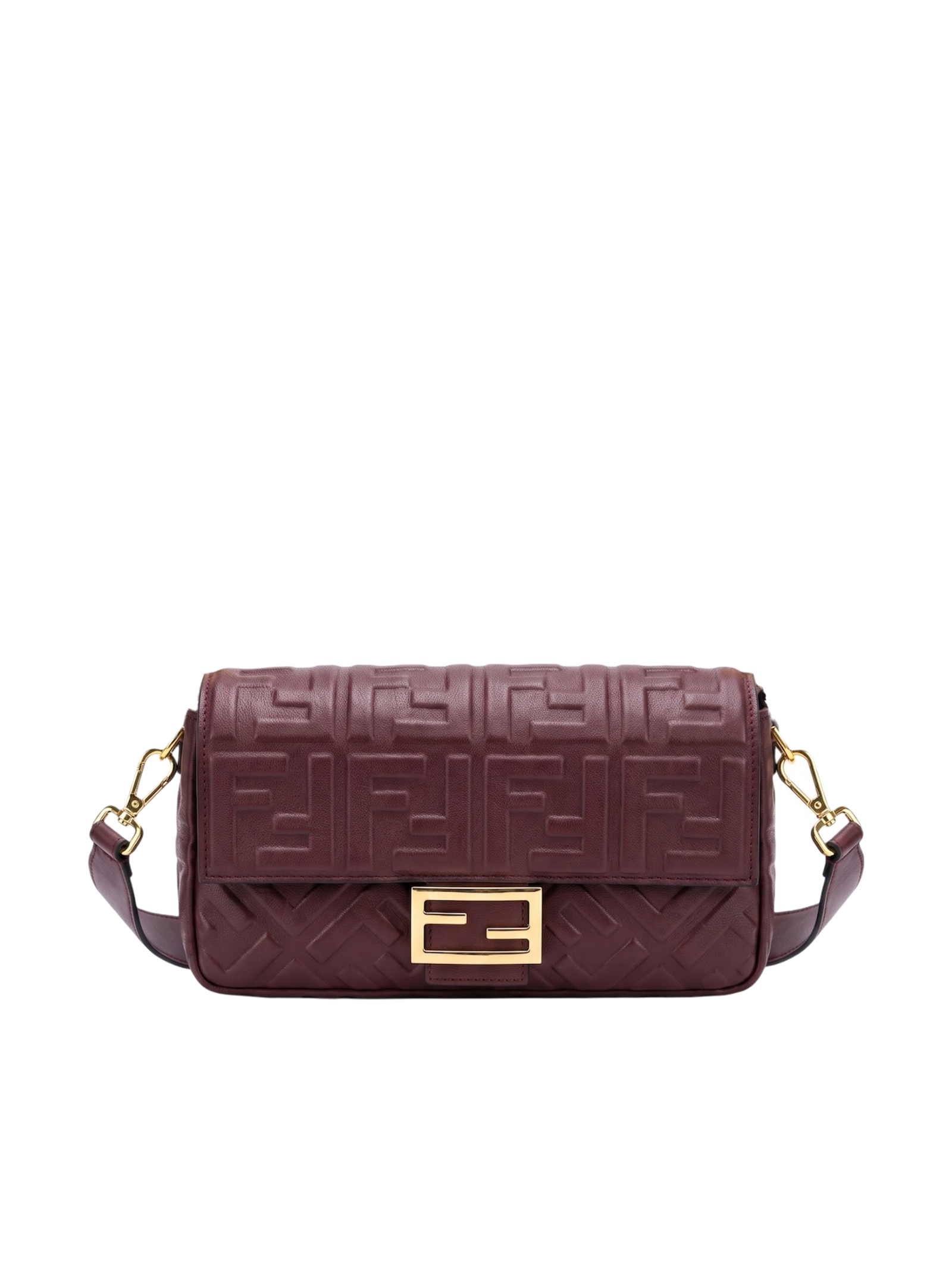 حقيبة باغيت برقندي بنقشة FF بارزة
Baguette Bag – Burgundy Embossed FF