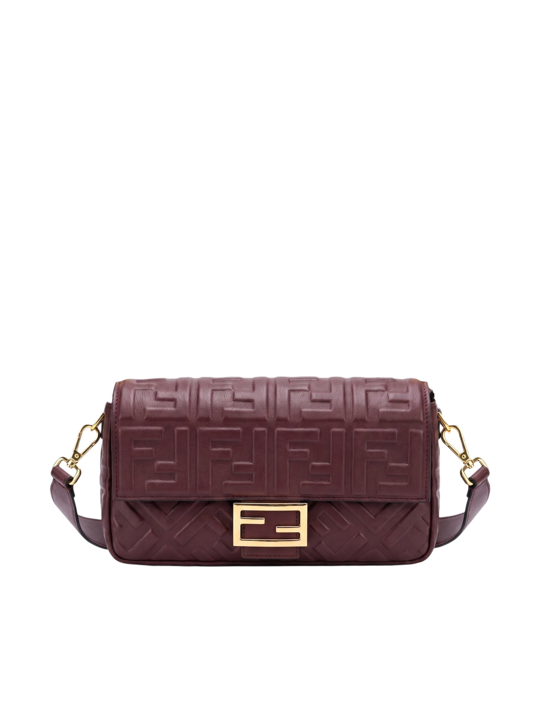 حقيبة باغيت برقندي بنقشة FF بارزة
Baguette Bag – Burgundy Embossed FF
