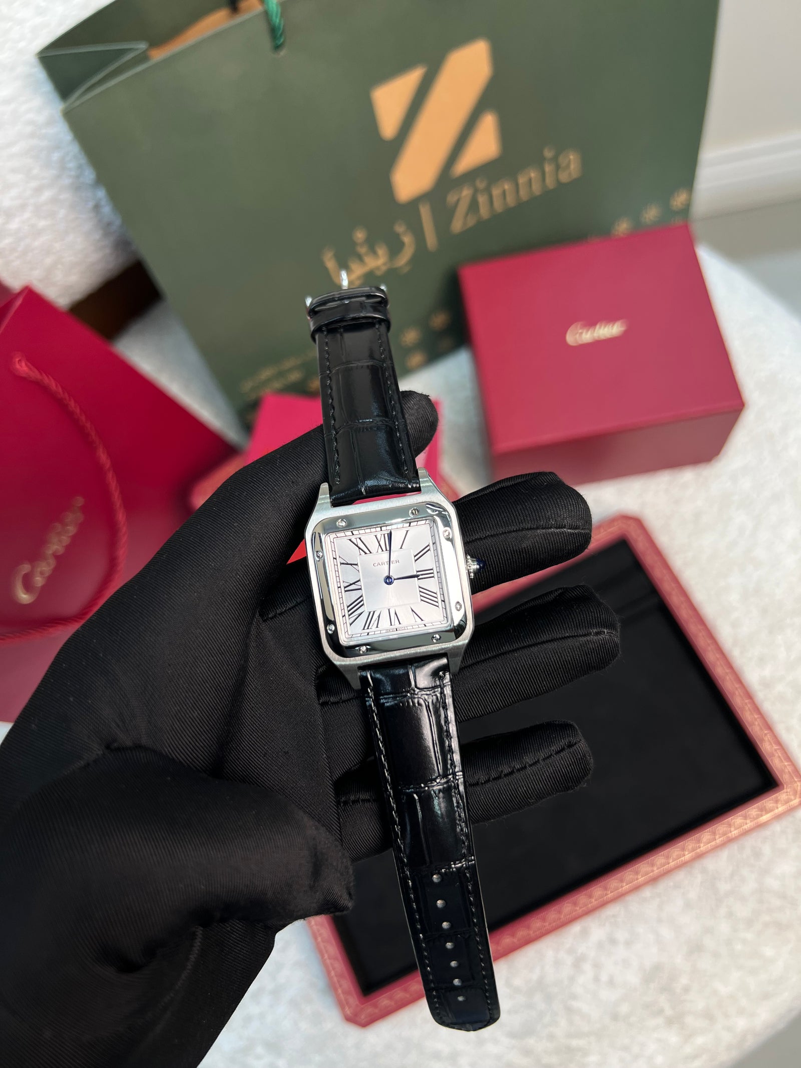 سانتوس دومون ستيل بحزام أسود Santos Dumont Steel Black Strap