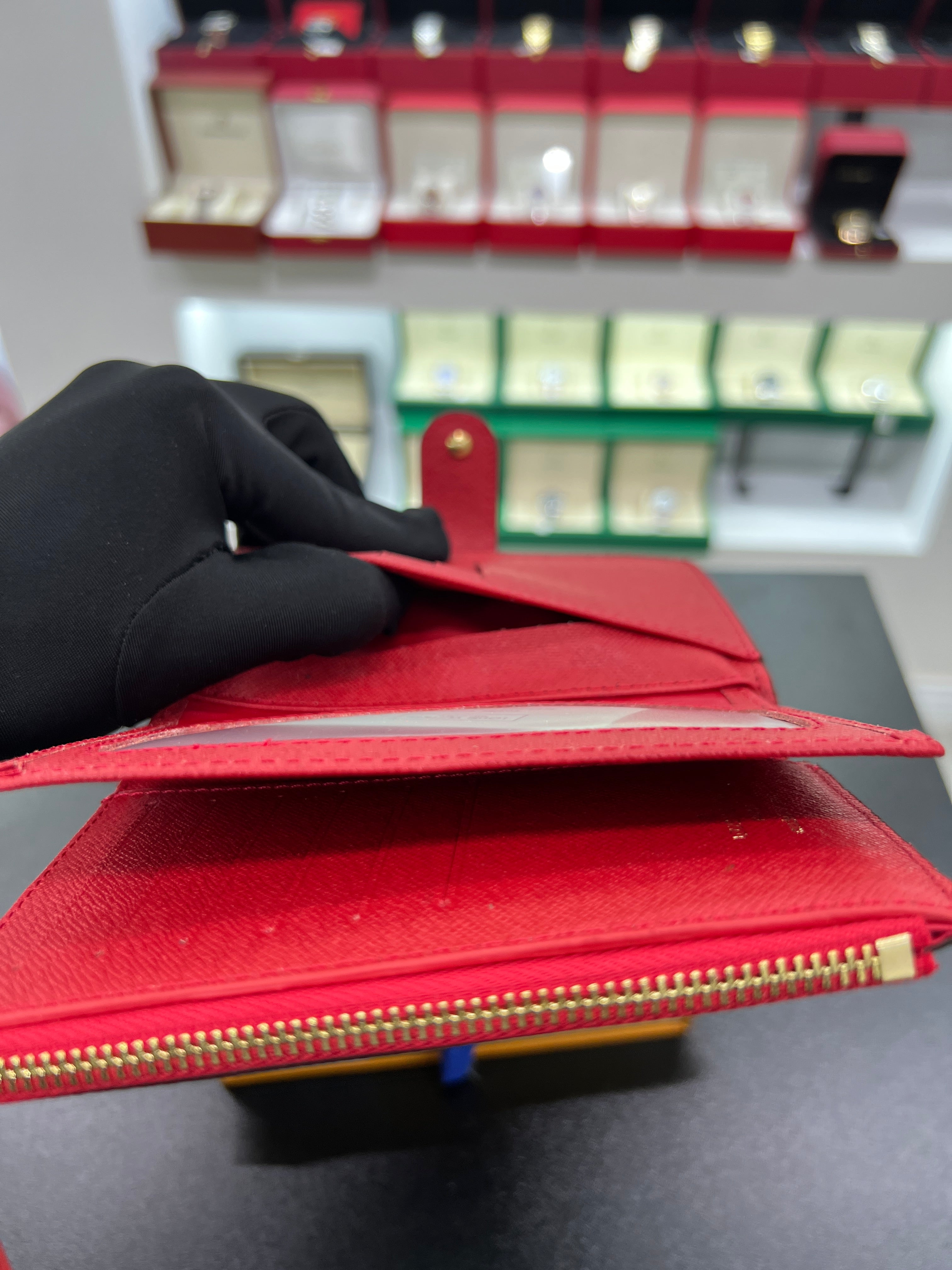 Victorine Wallet – Monogram Canvas with Red Interior