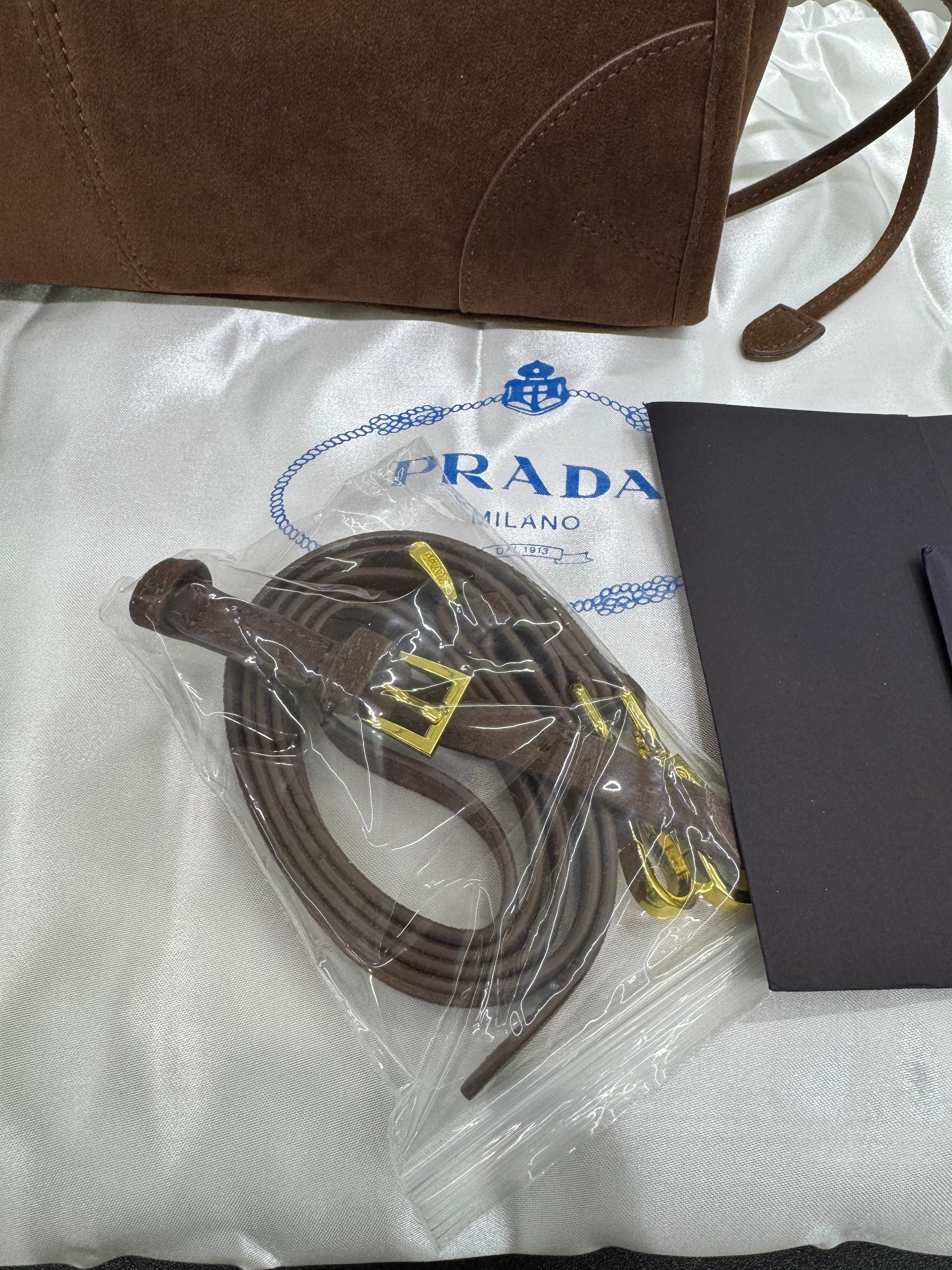 Suede Belted Top-Handle medium Bag