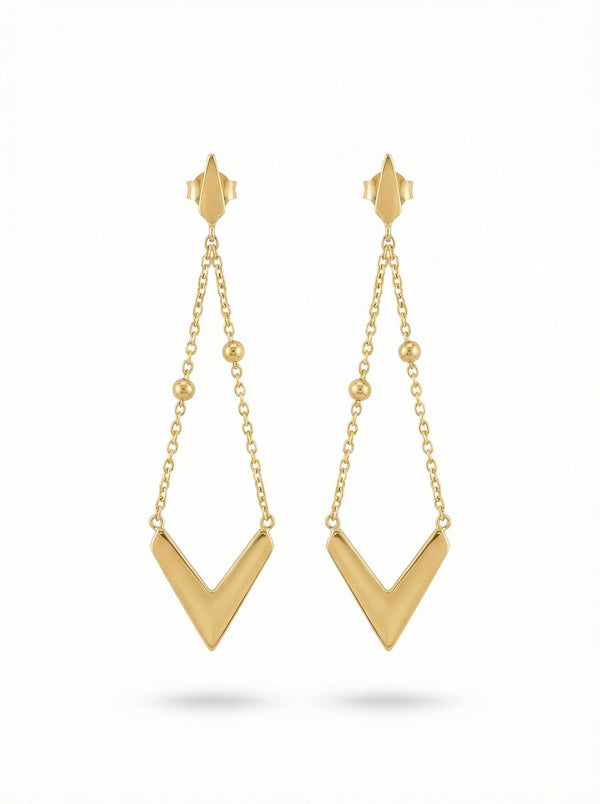 أقراط حرف V المتدلية | V-Shape Drop Earrings