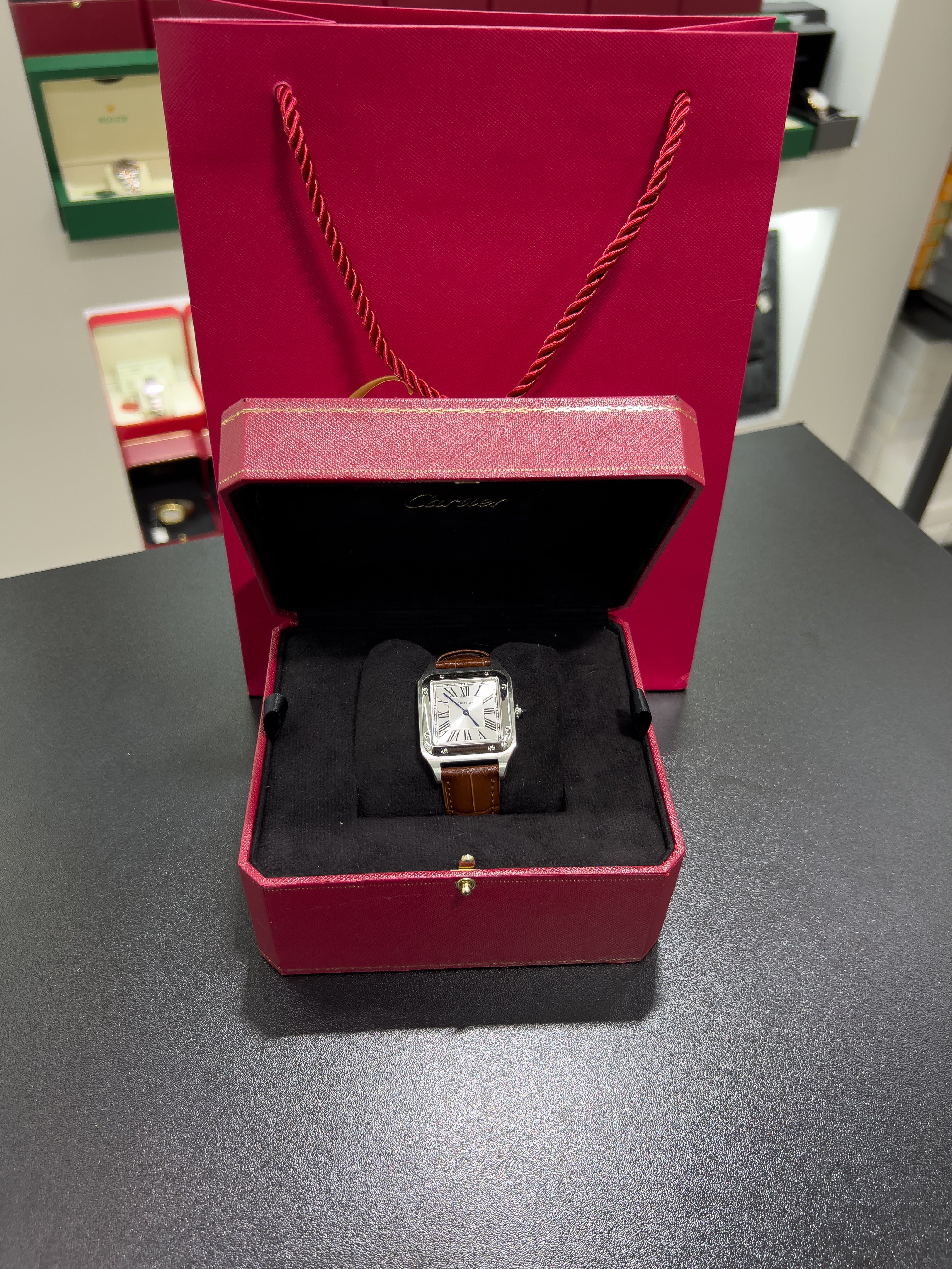 Cartiėr Santos brown leather