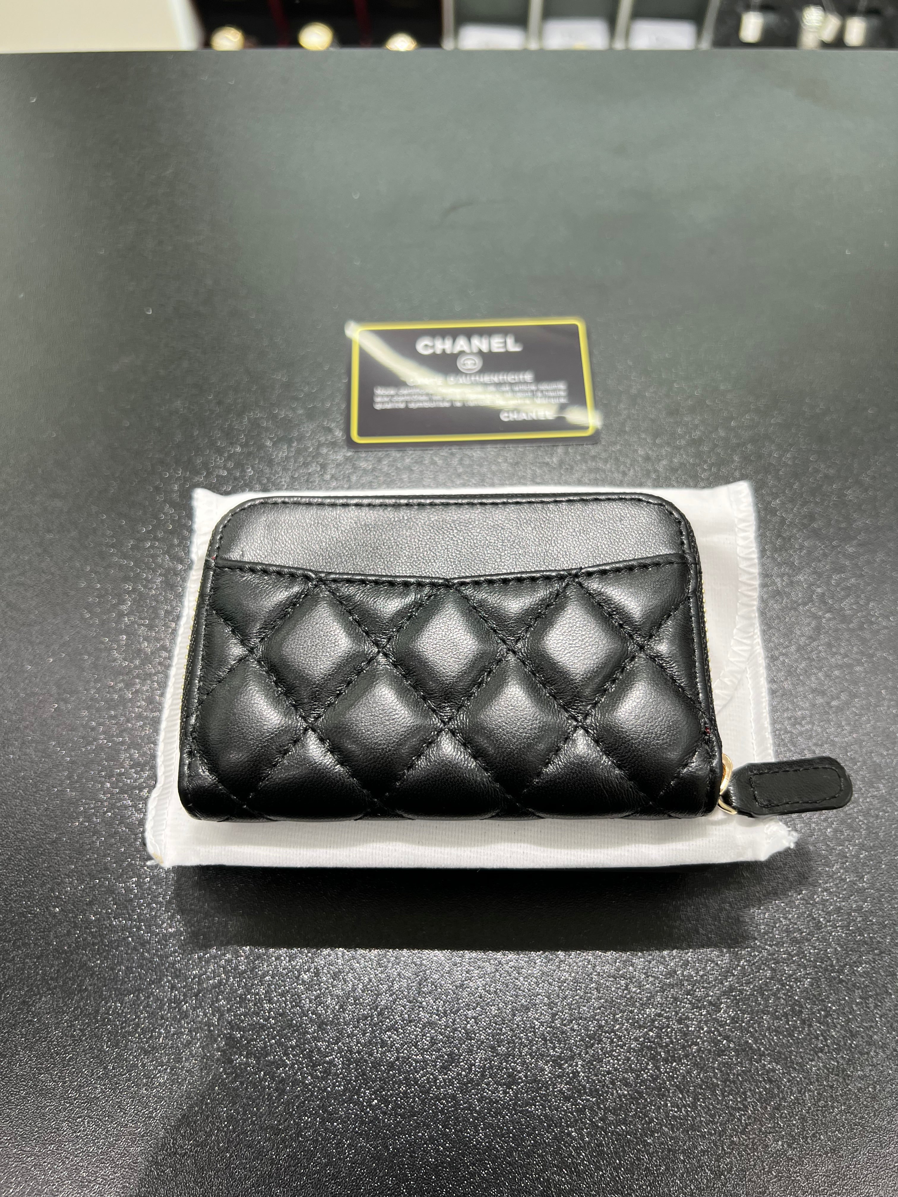 Chanel black leather wallet