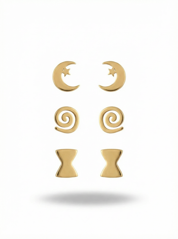 أقراط سيليني الثلاثية | Selene Triple Crescent Earrings