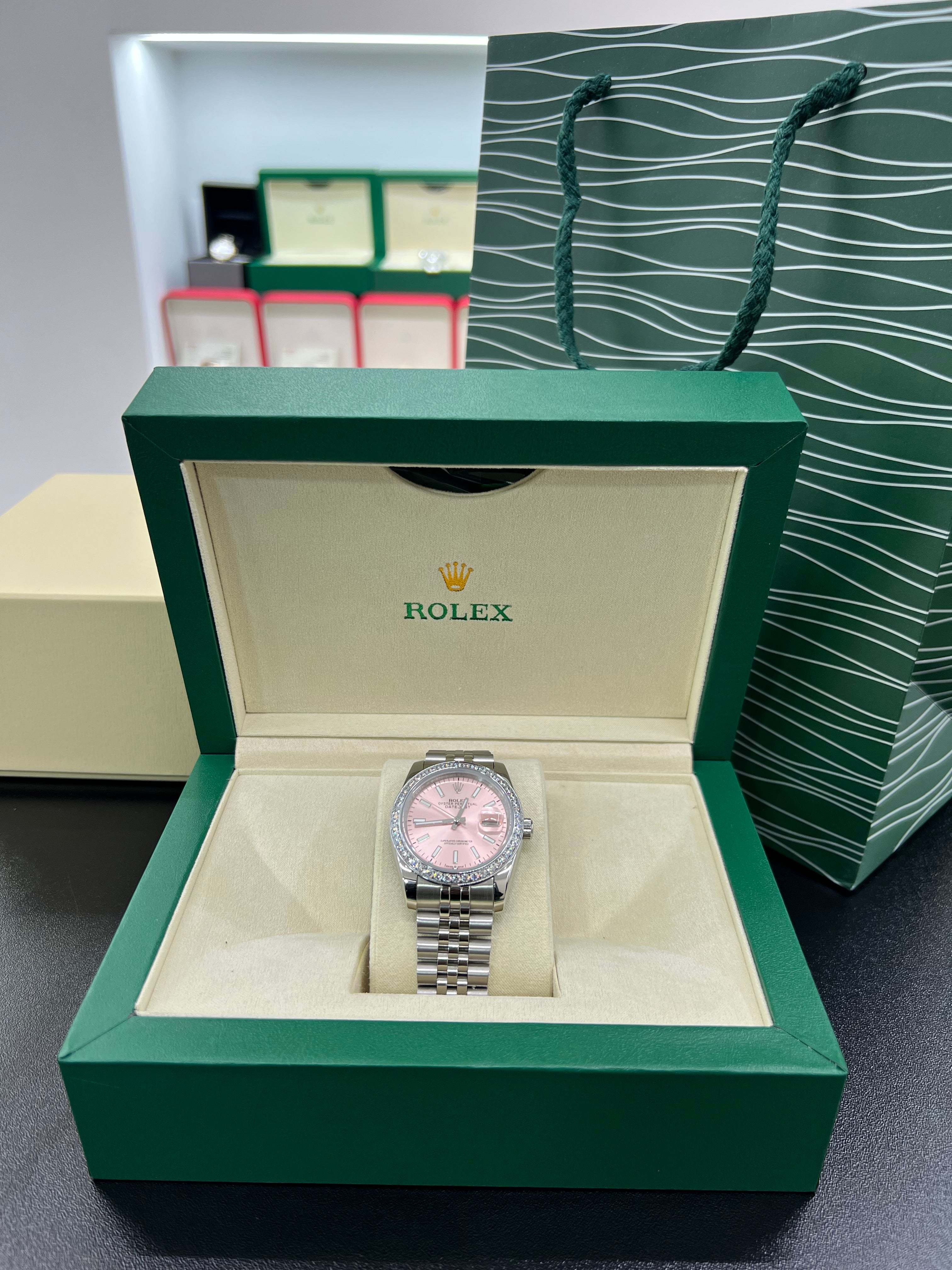 Datejust Pink Dial Diamond Bezel size 36
