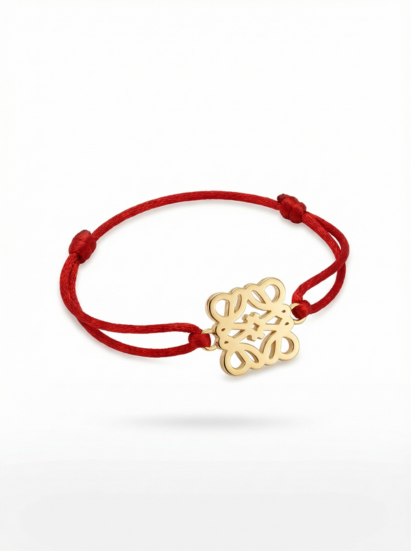 سوار خيط بنقشة هندسية – أحمر | Cord Bracelet Geometric Motif – Red