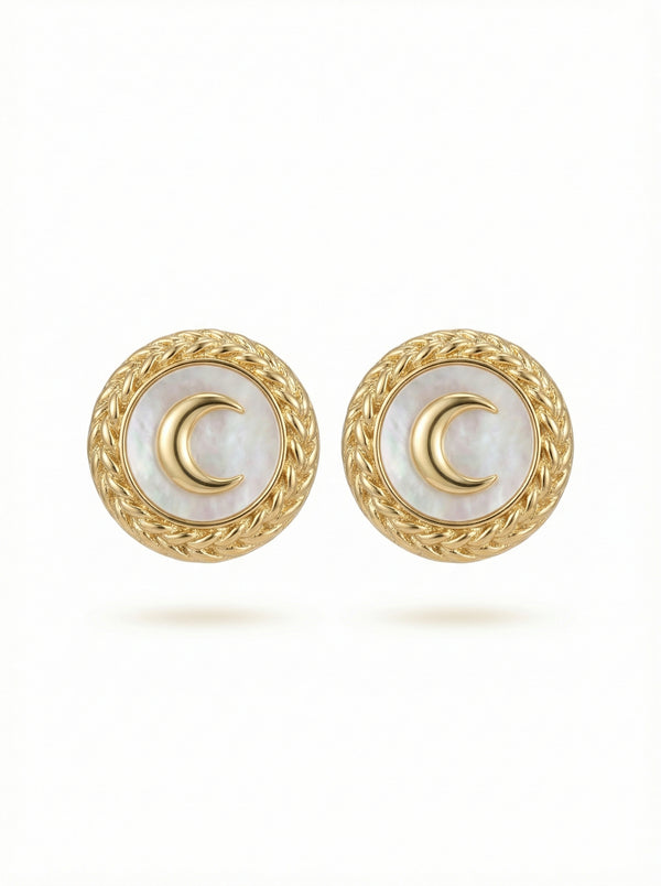 أقراط لونيتا بالهلال الأبيض | Lunetta White Crescent Earrings
