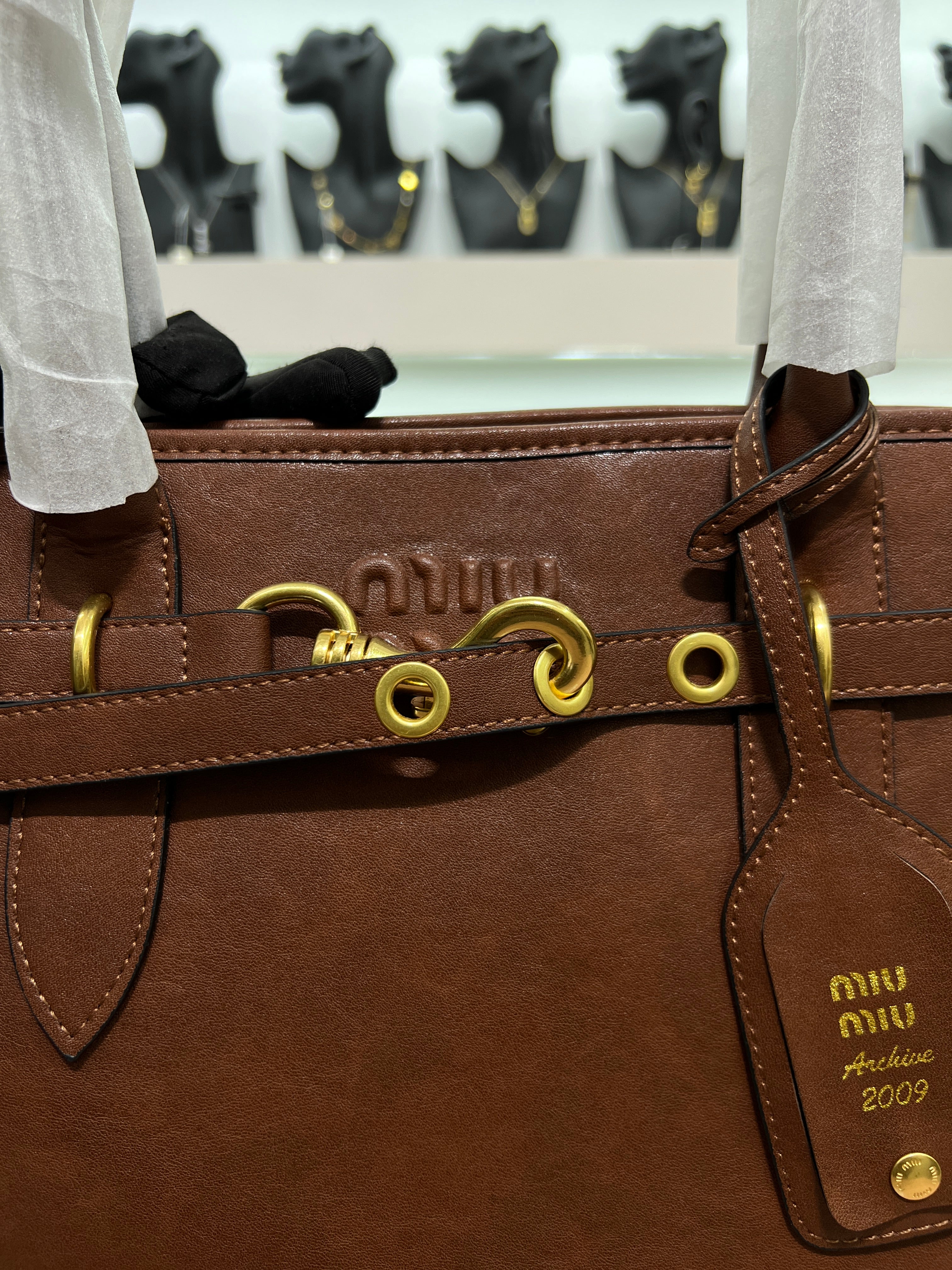 Archive Leather Top-Handle Cognac Brown Bag